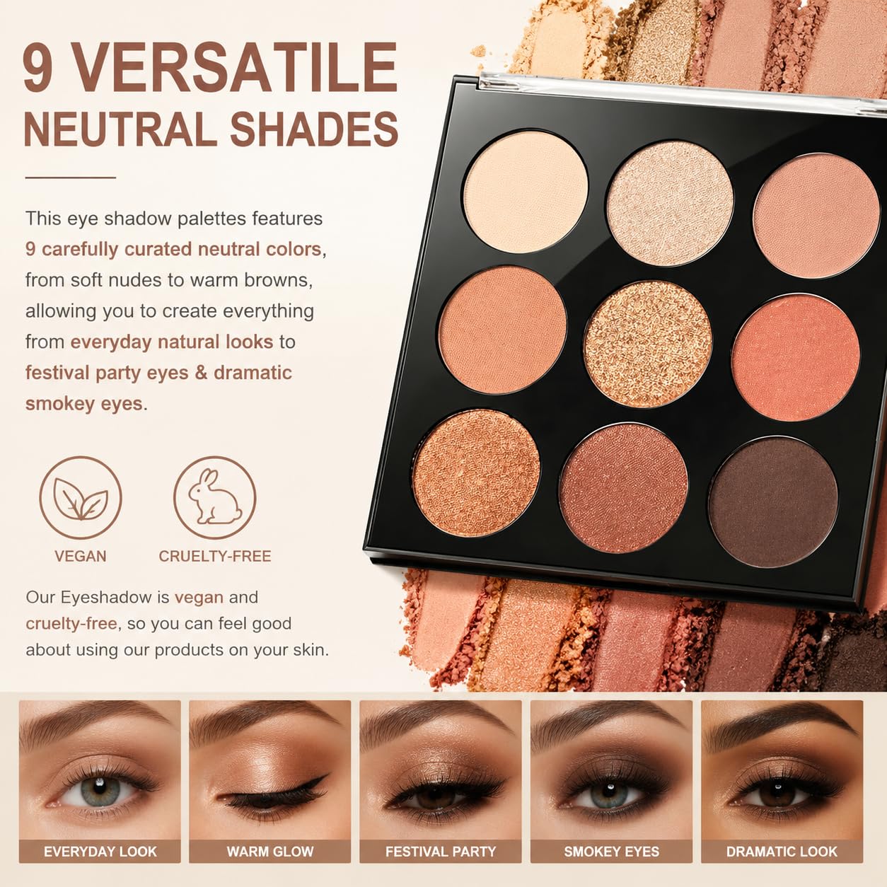 Océane Shadow Palette glitter finish swatches image 3