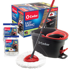 ocedar easywring microfiber spin mop and bucket system red gray