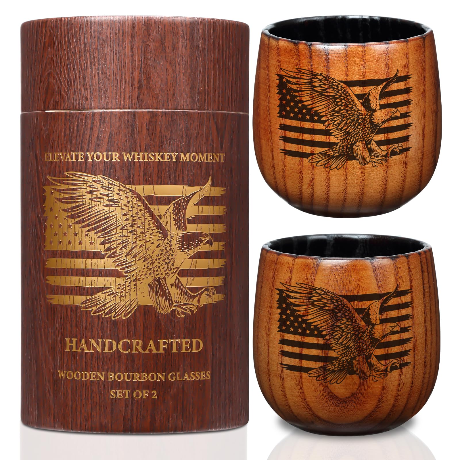 Ocelamior charred wooden bourbon glass 11oz two pack