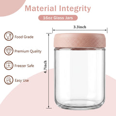 OcePor 16 oz glass mason jar pink edition with measurement markings