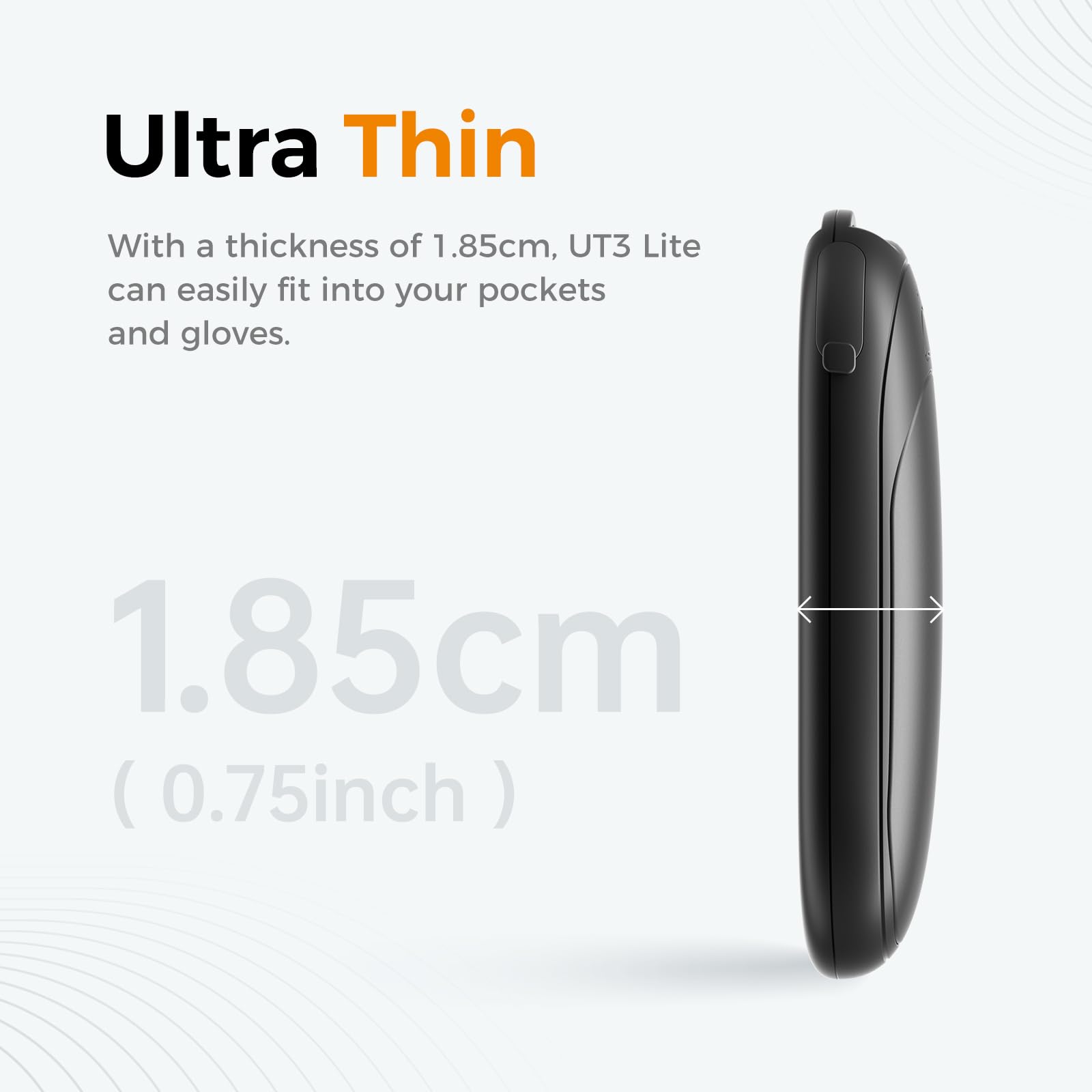 UL-certified hand warmer UT3 Lite with aluminum body