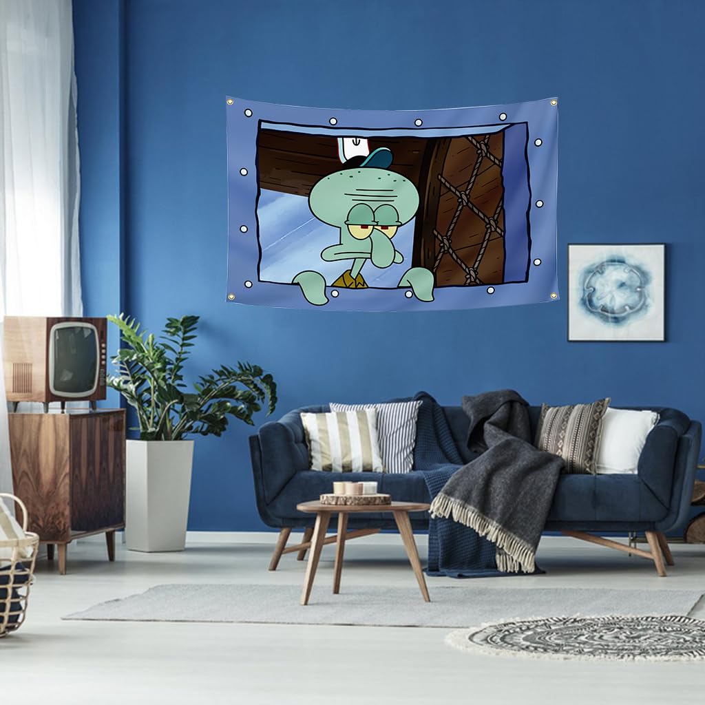 College dorm room decoration banner featuring octopus cartoon flag