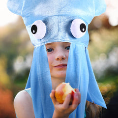 Kids and adults wearing octopus hat cosplay accessory