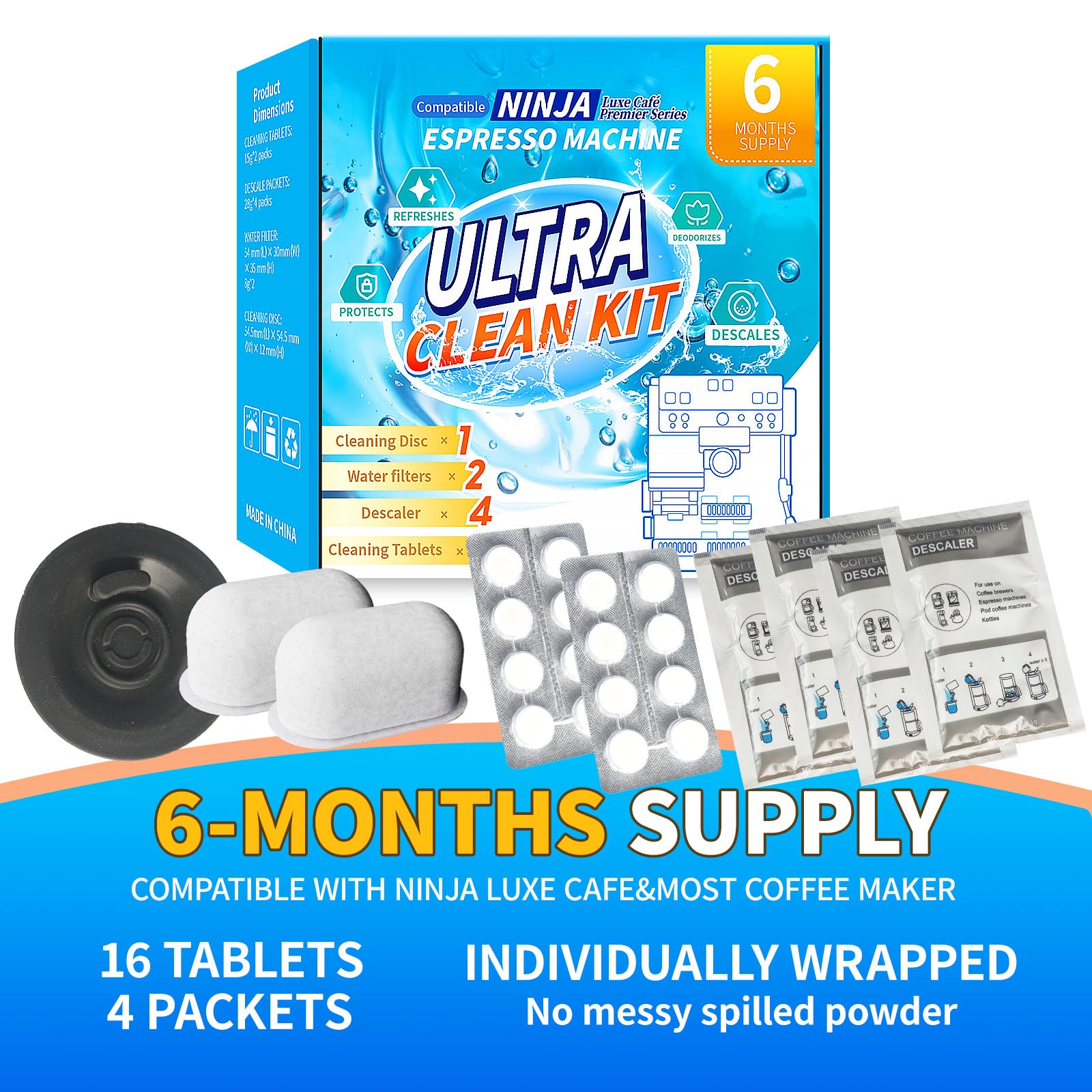 Descaling packets included in OCTPLAY kit