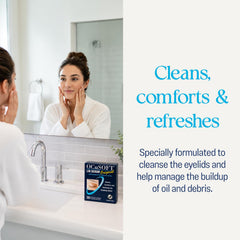 Pre-moistened eyelid wipes for irritated eyelids