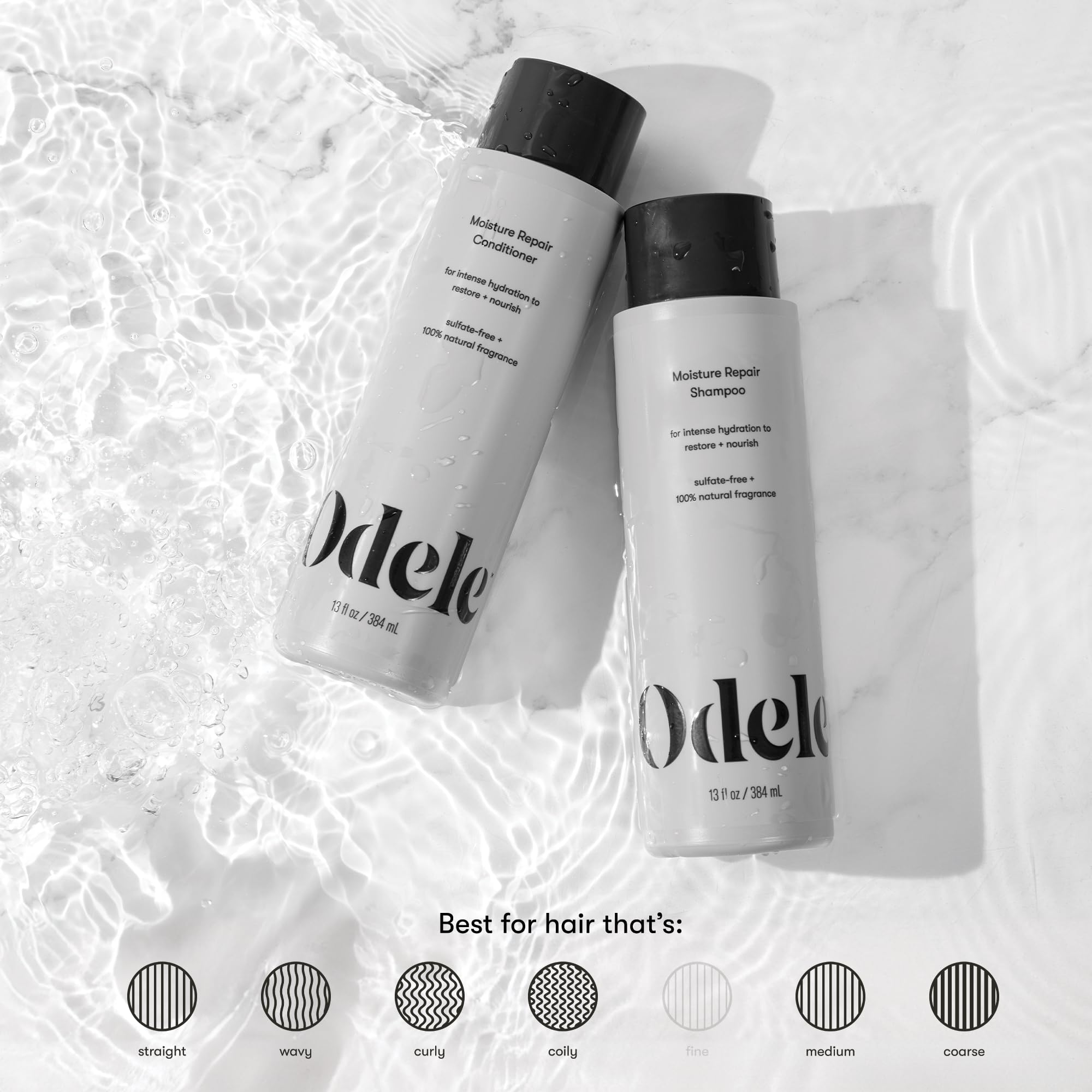 Odele sulfate-free shampoo & conditioner set packaging