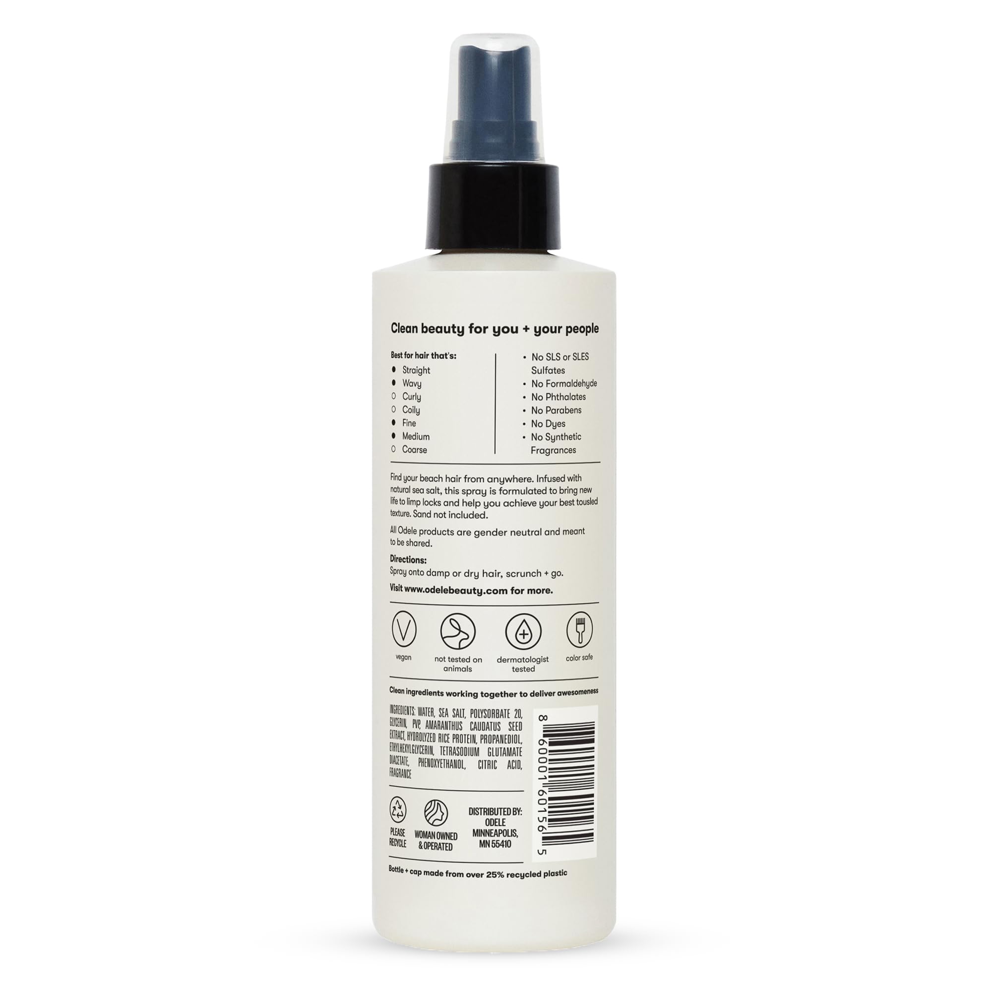 Odele Texturizing Sea Salt Spray 8 fl oz label detail