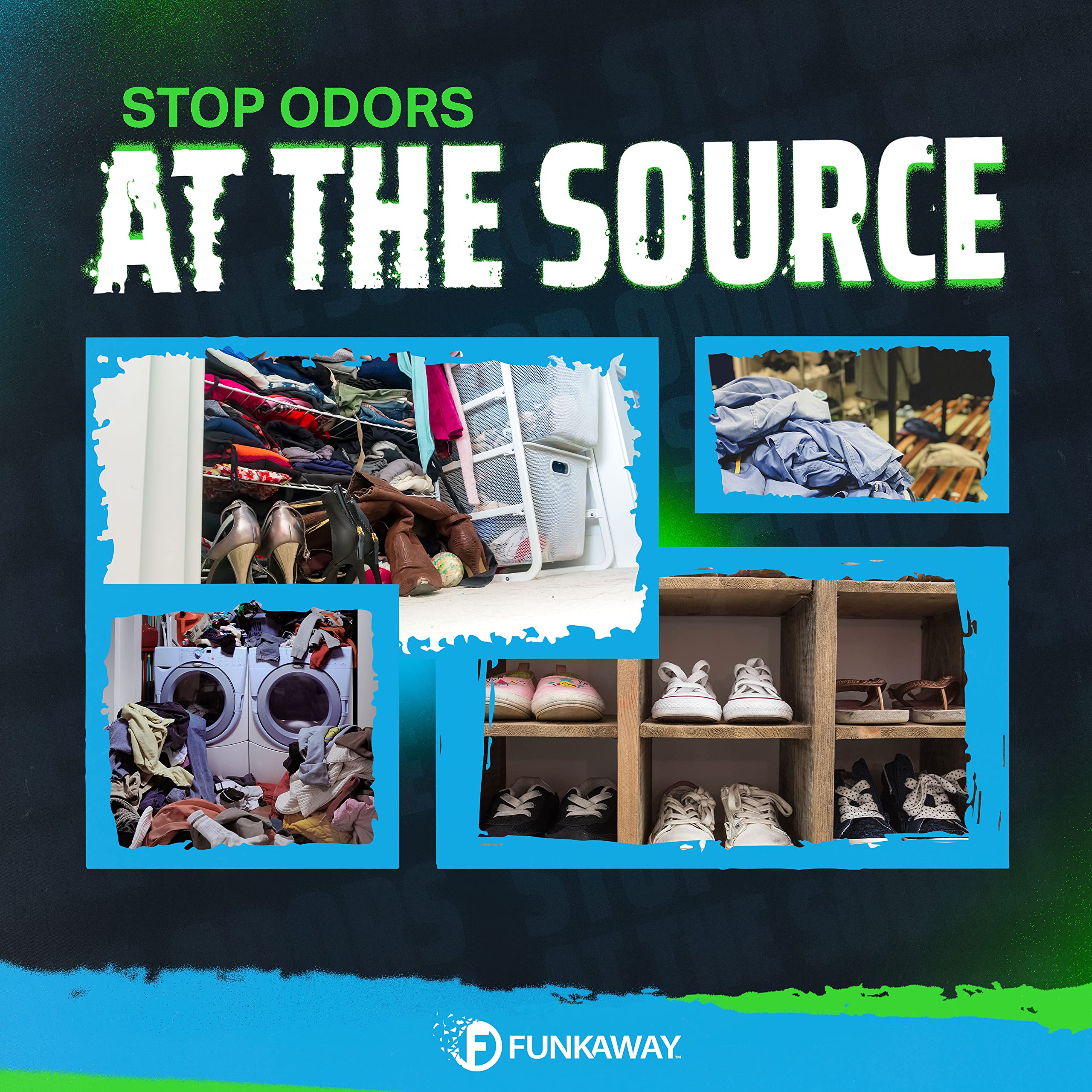 Odor eliminating sachet used in hamper or storage space