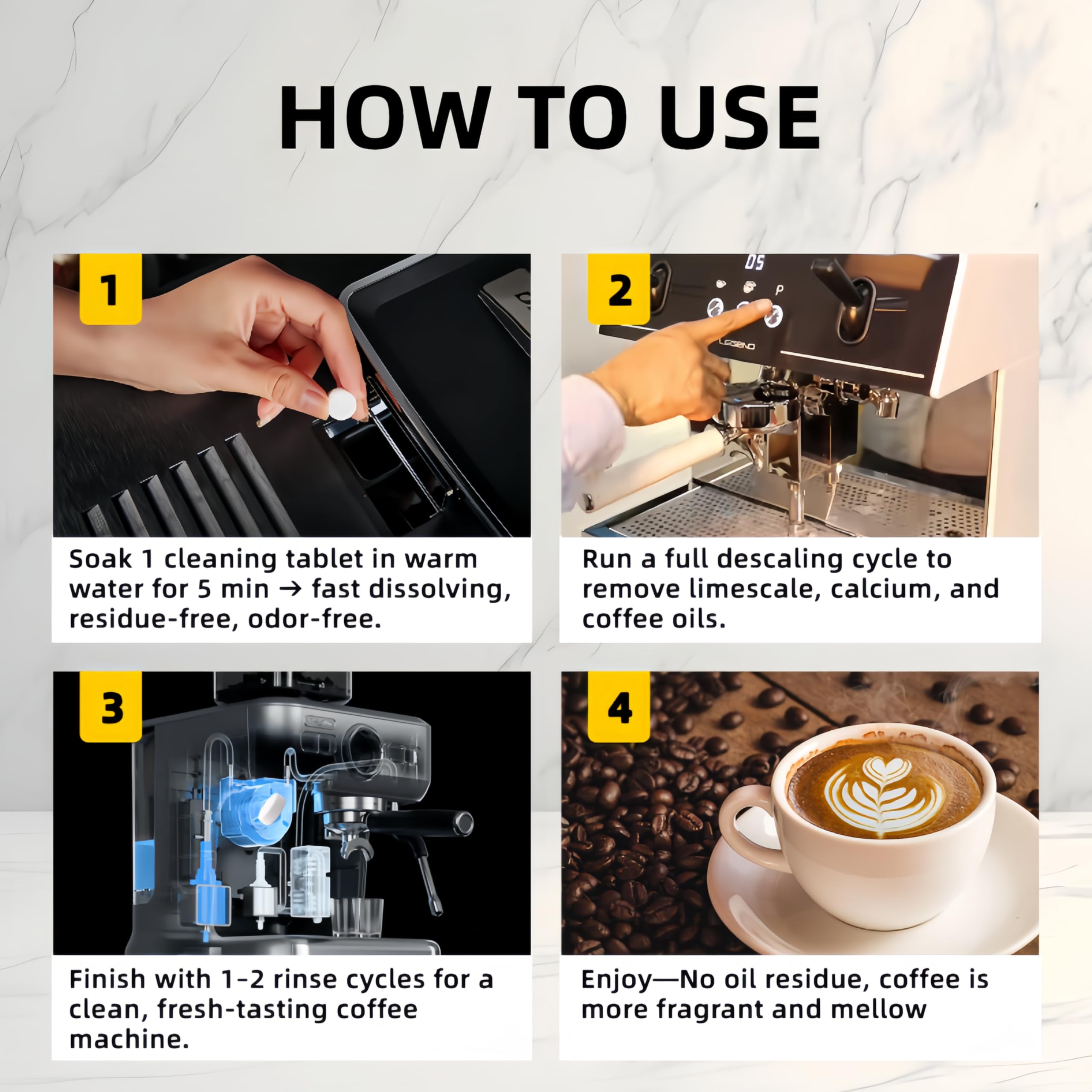 odor free residue free descaling tablets for coffee machines