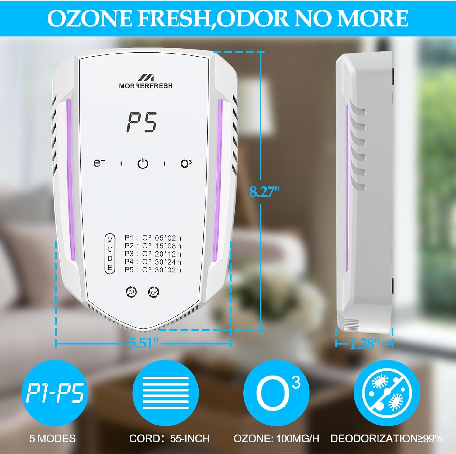 Odor removal device for shoes and rooms