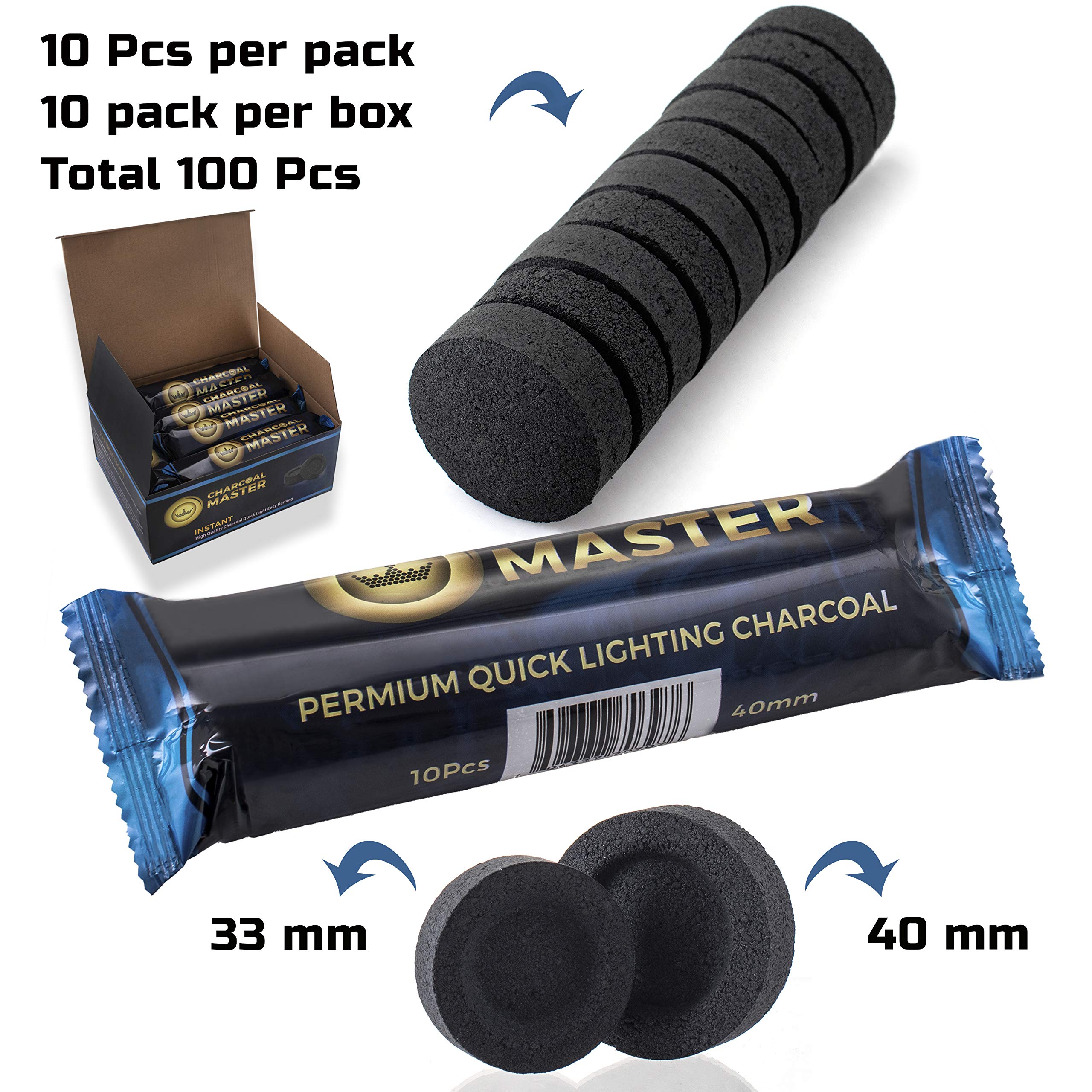 Odorless charcoal disks incense 33mm packaging