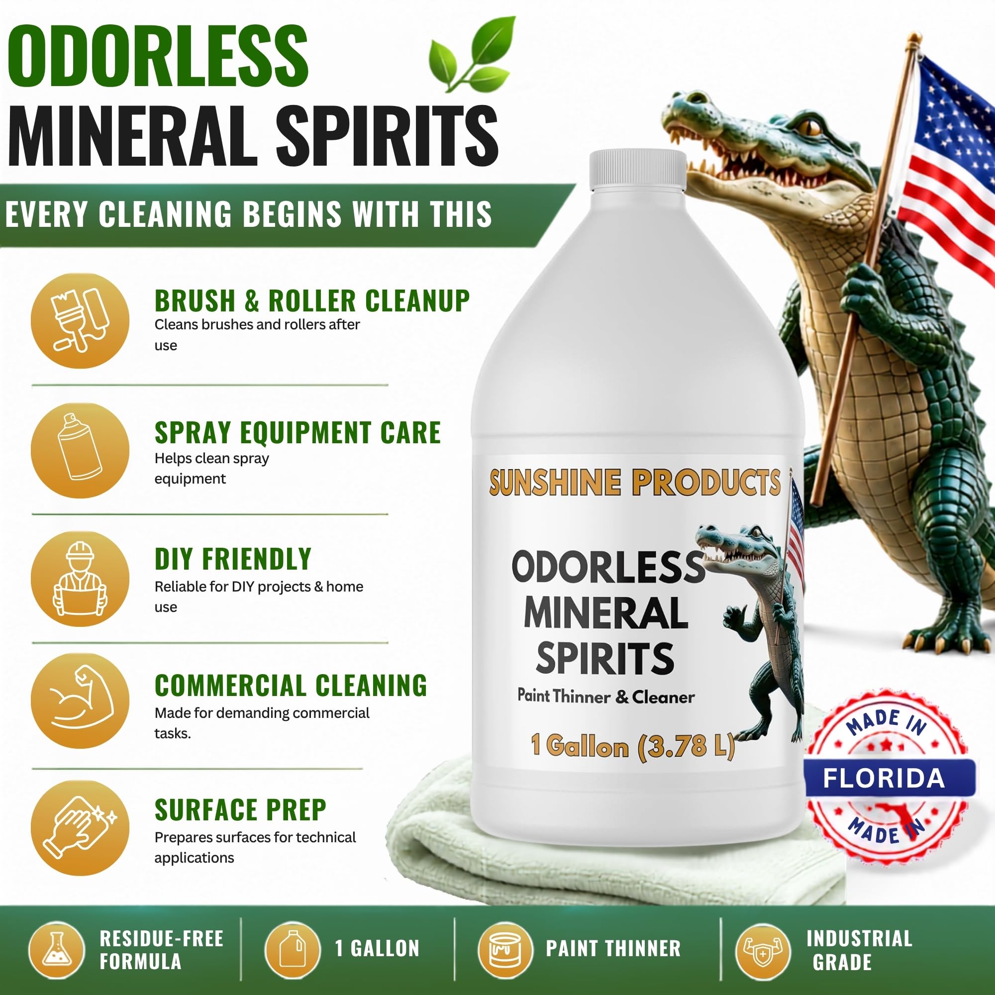 Industrial cleaning with Odorless Mineral Spirits container