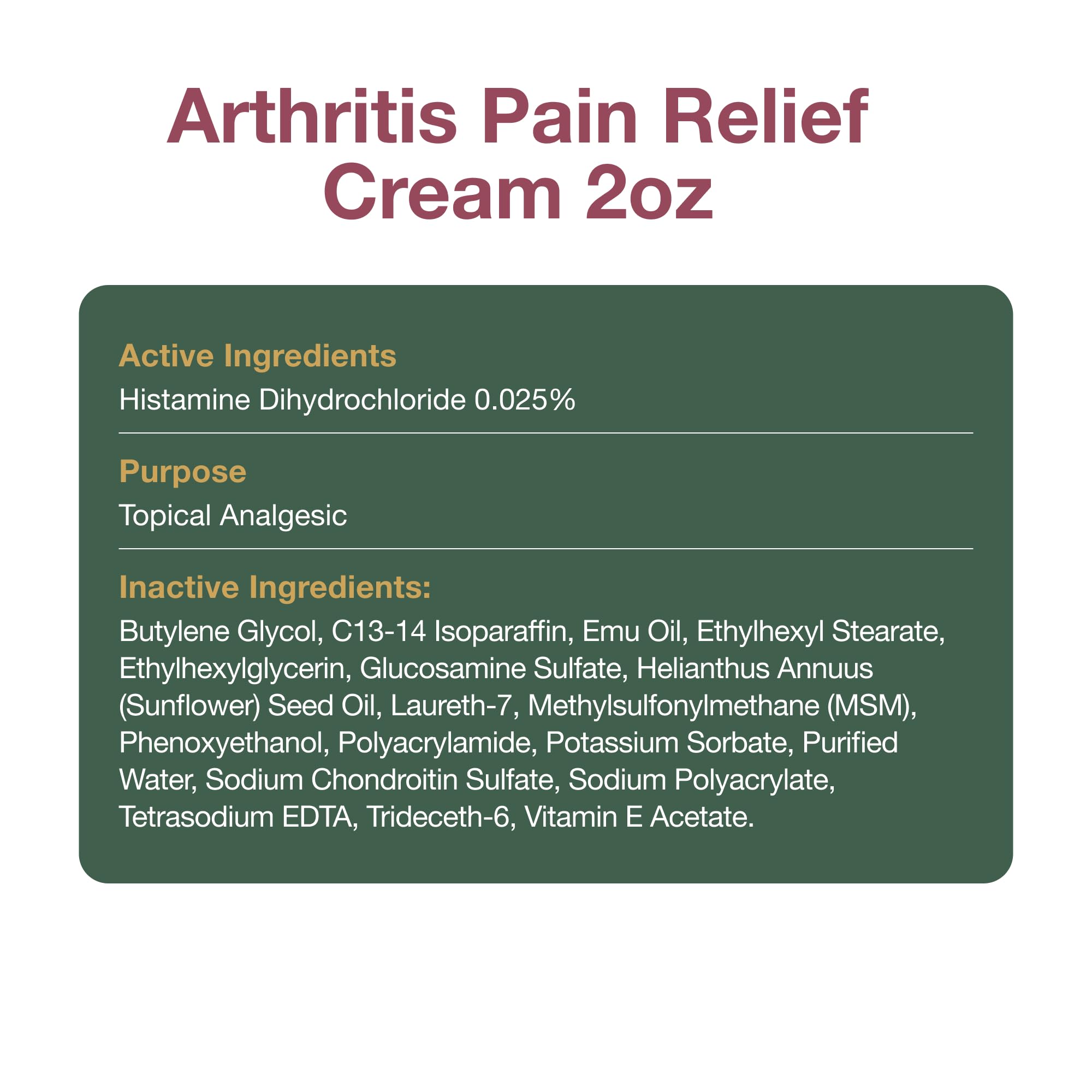 Odorless non-greasy formula for muscles and joints