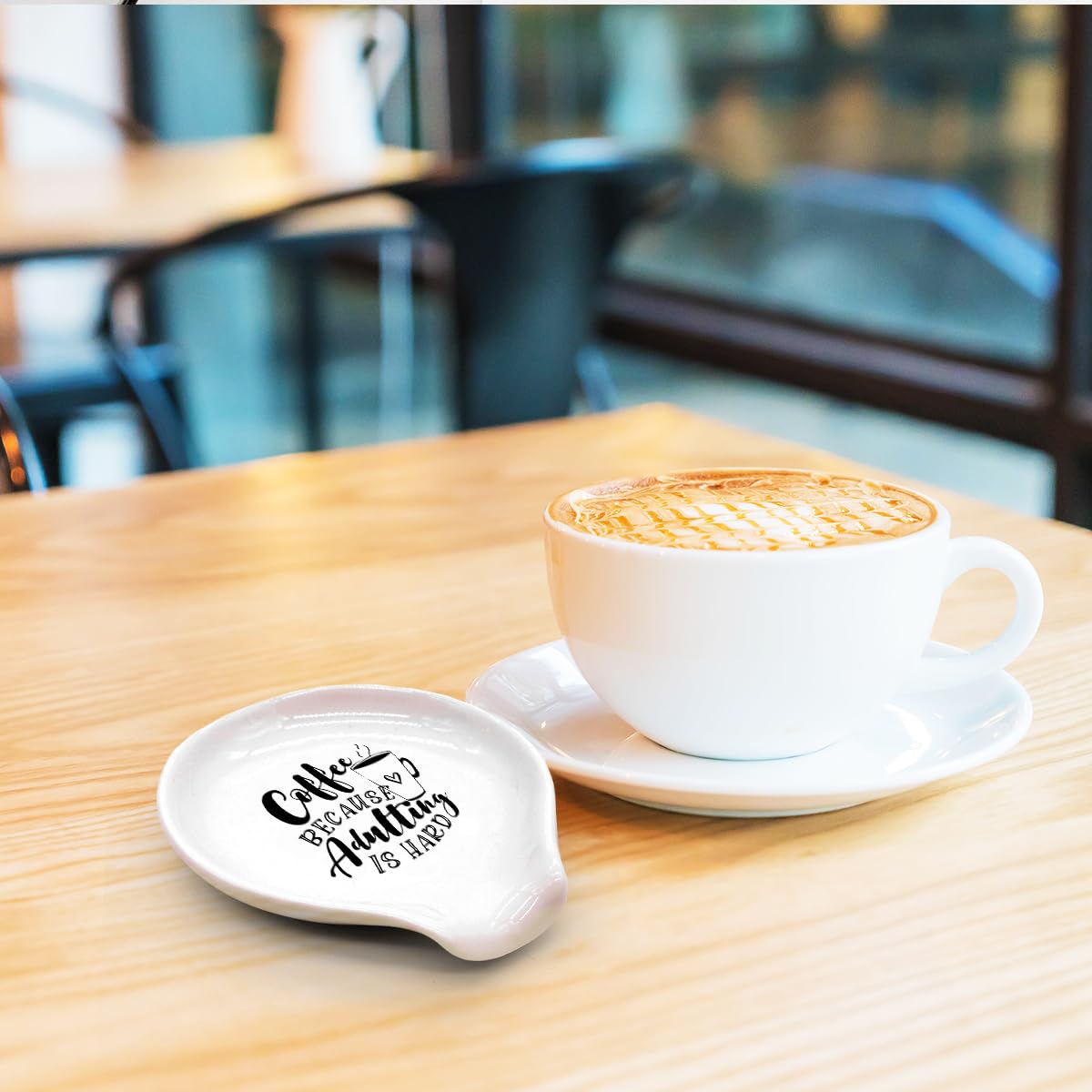 Office and home coffee station spoon rest in ceramic