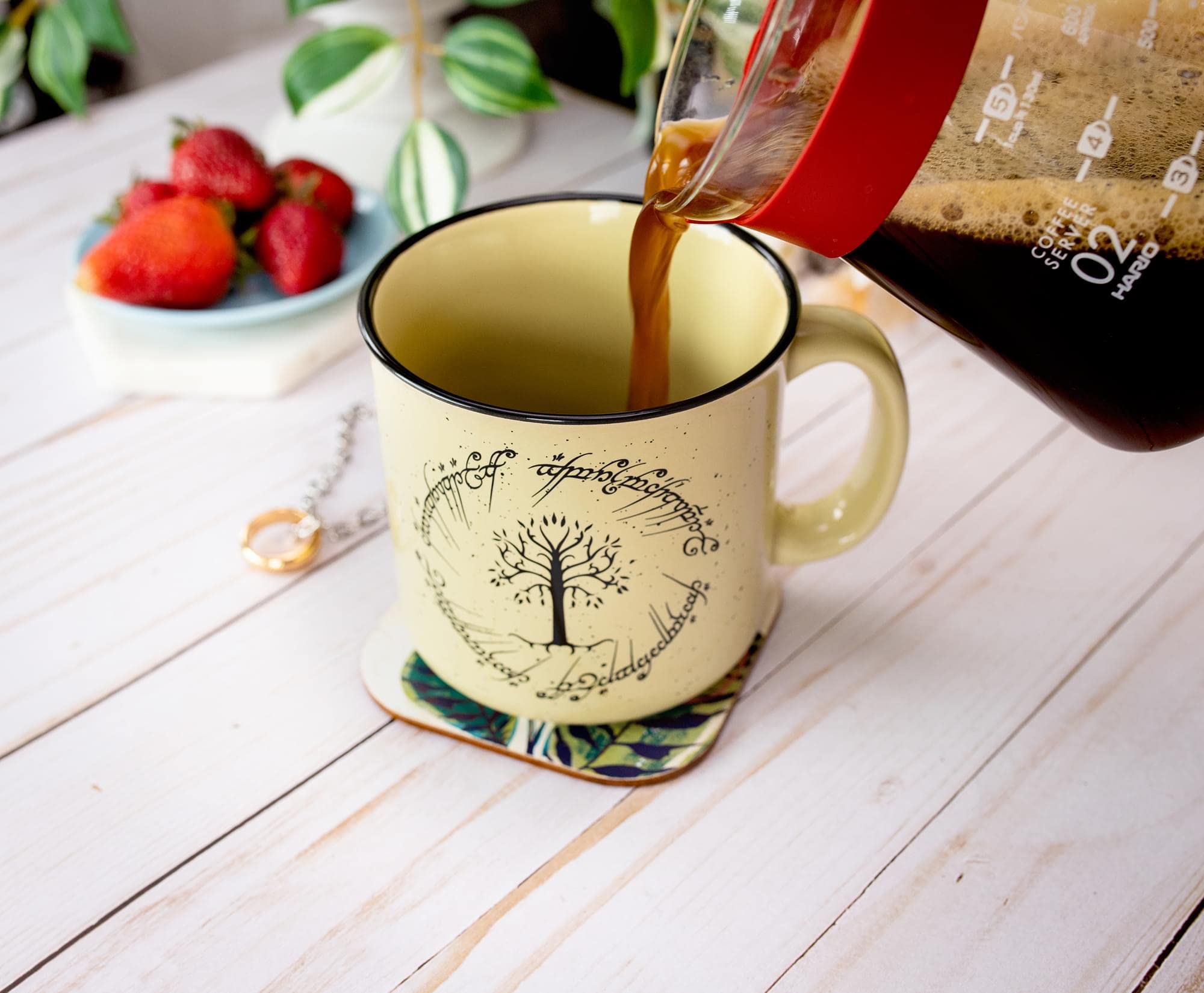 Elven script and Two Trees of Valinor on mug