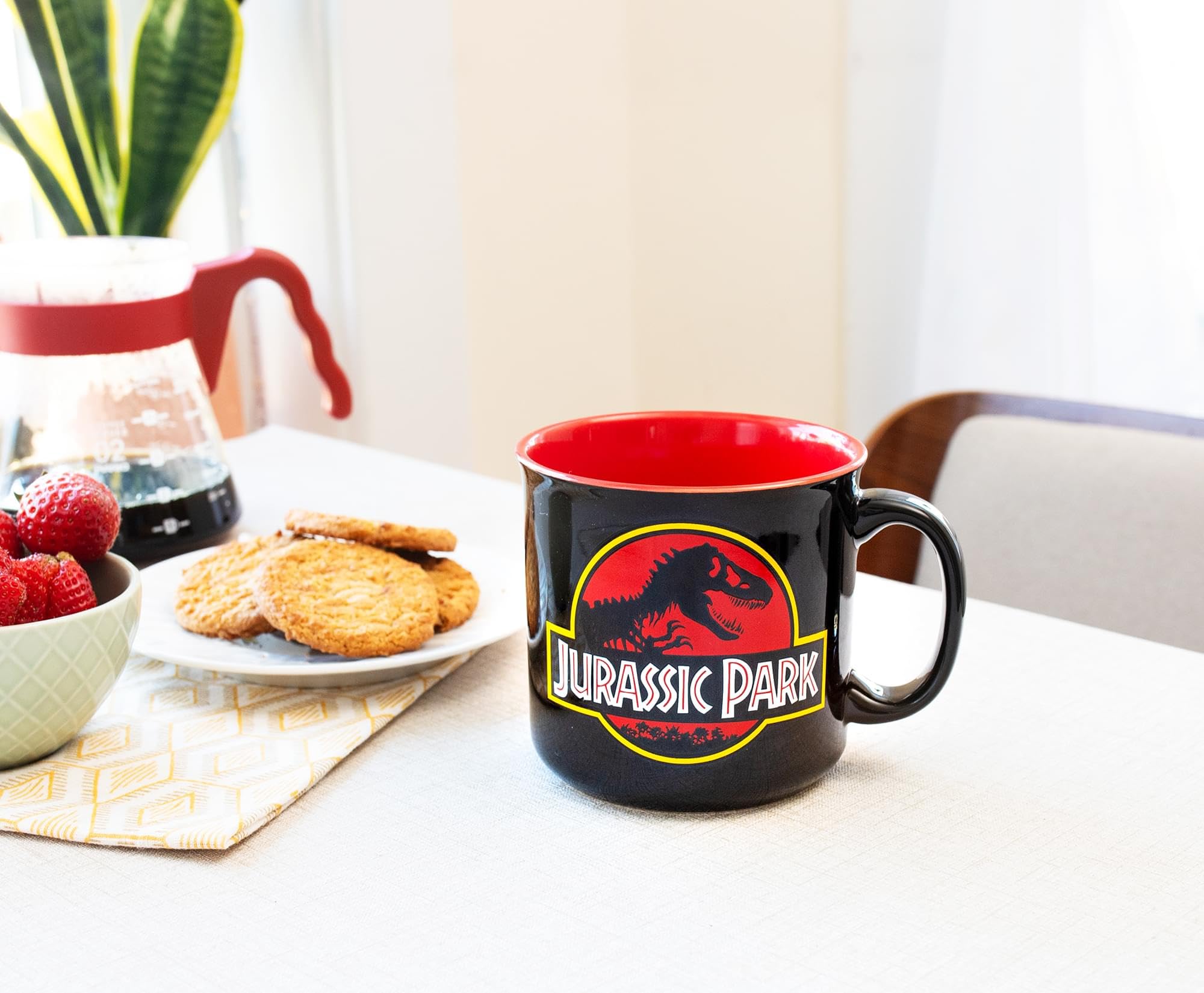 Dishwasher and microwave safe Jurassic Park mug