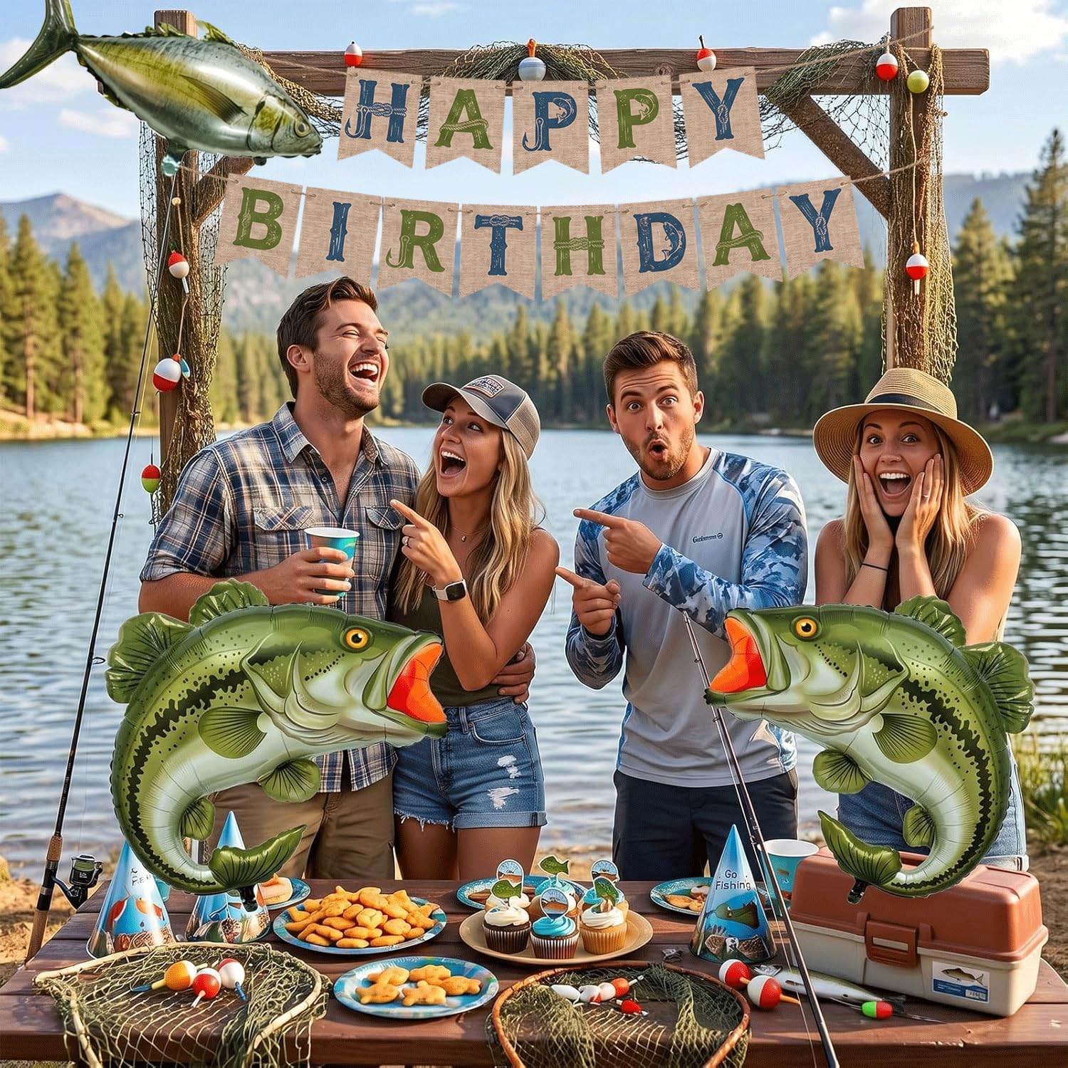 Gone Fisherman Theme Birthday decorative kit image
