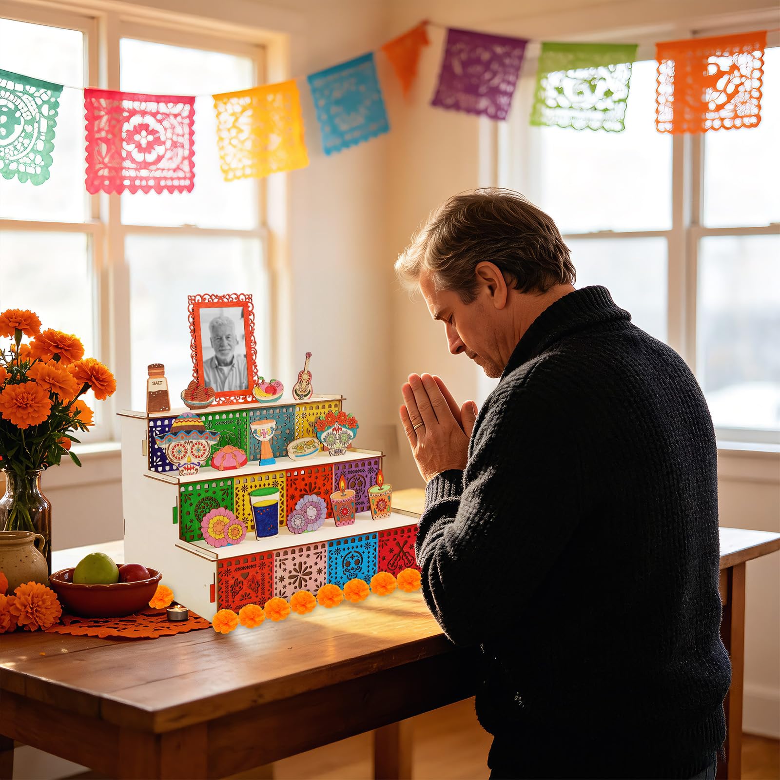 Unfinished dia de muertos altar frame ready for photo display