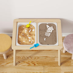 Montessori inspired sensory table with sand water activities by Ogears