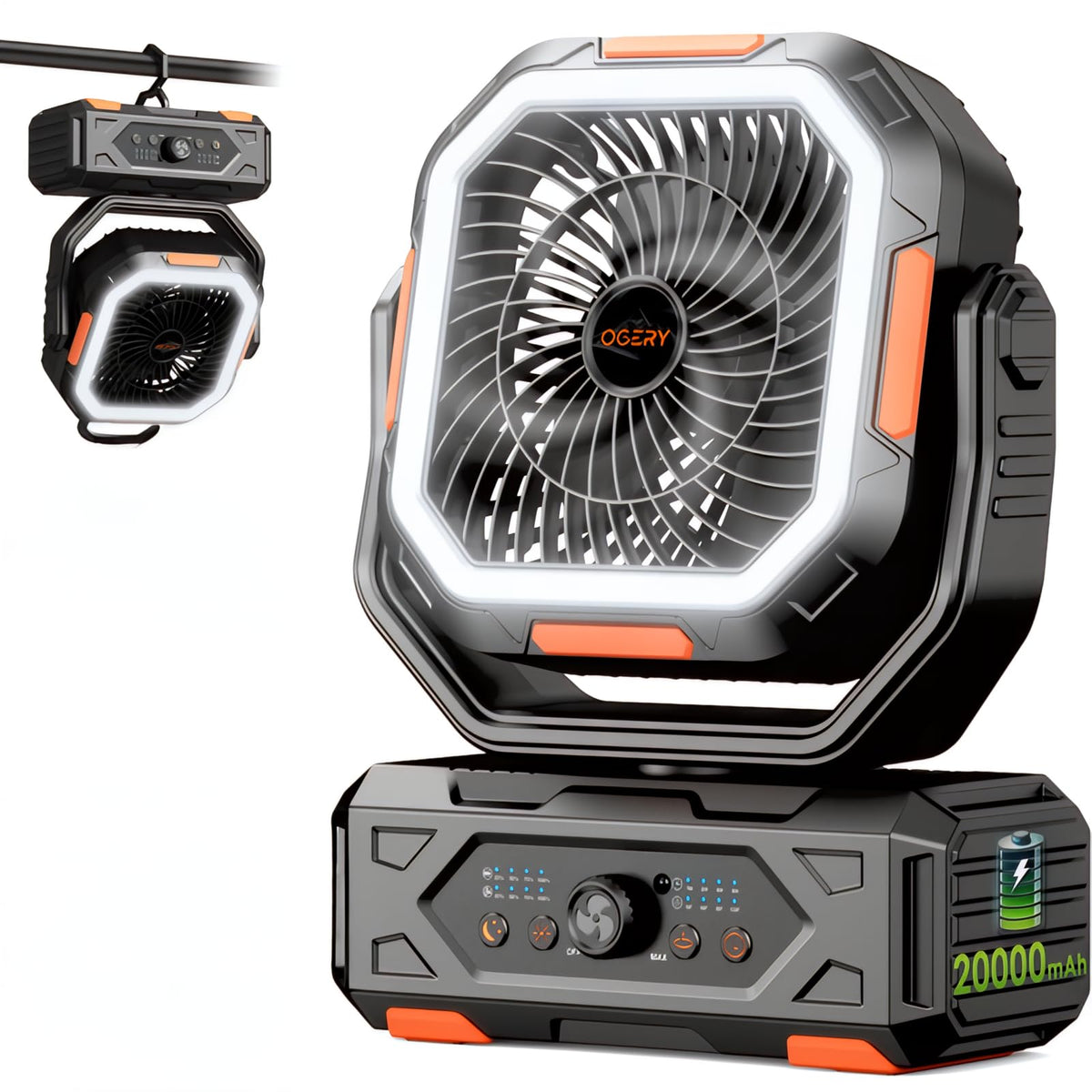 OGERY camping fan with 20000mAh battery for outdoor use
