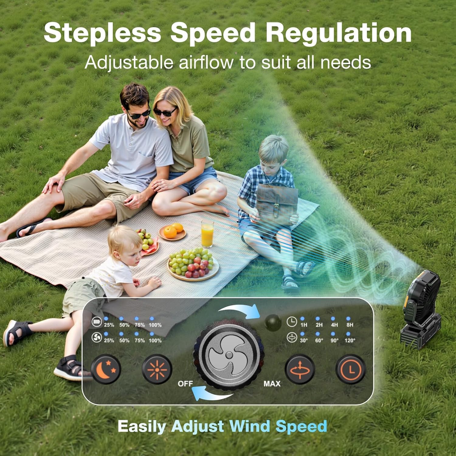 Infrared remote control works up to 5 meters for OGERY camping fan