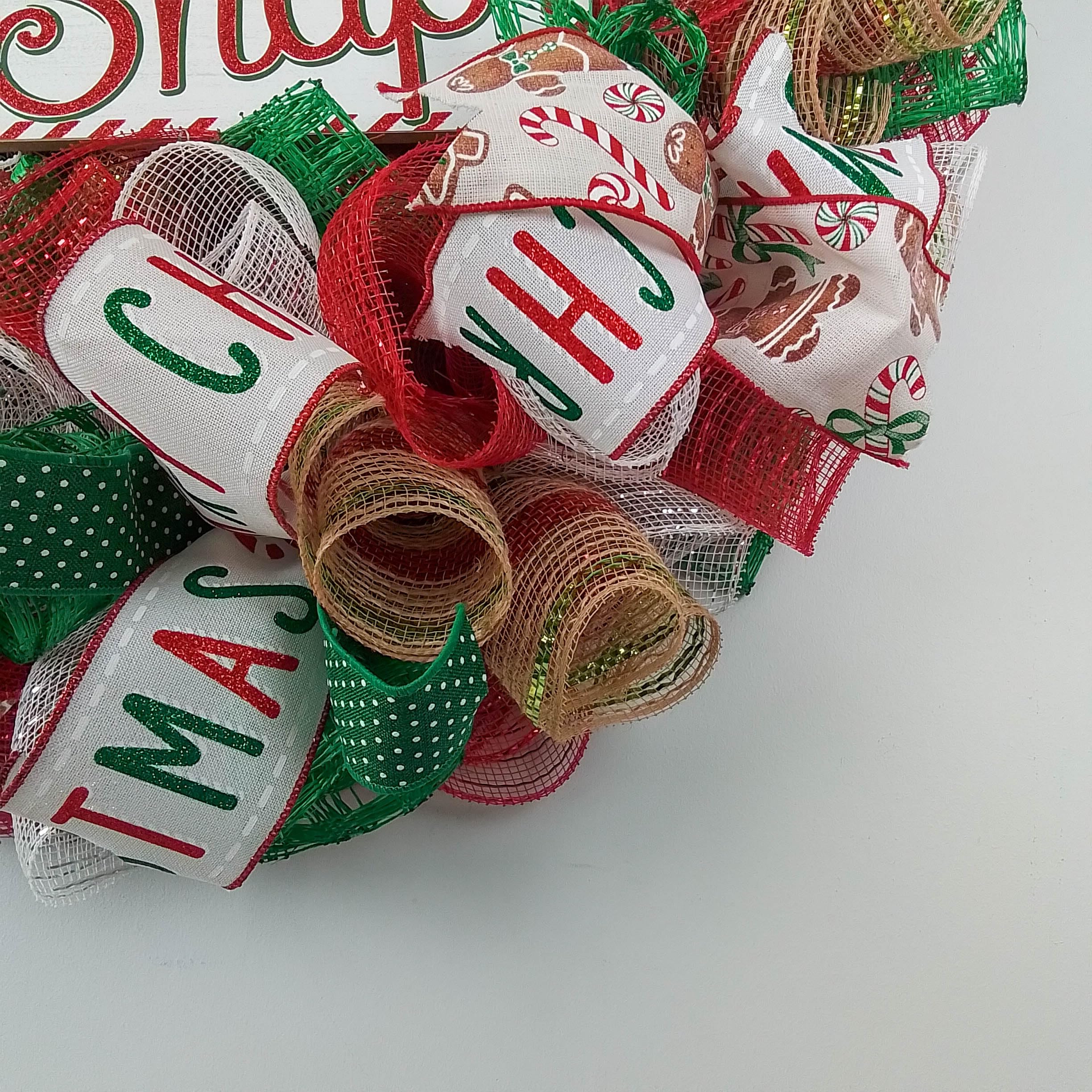 Oh Snap Gingerbread Wreath front door display outdoor use