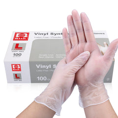 Oh! Trendy disposable clear vinyl exam gloves large size in dispenser box