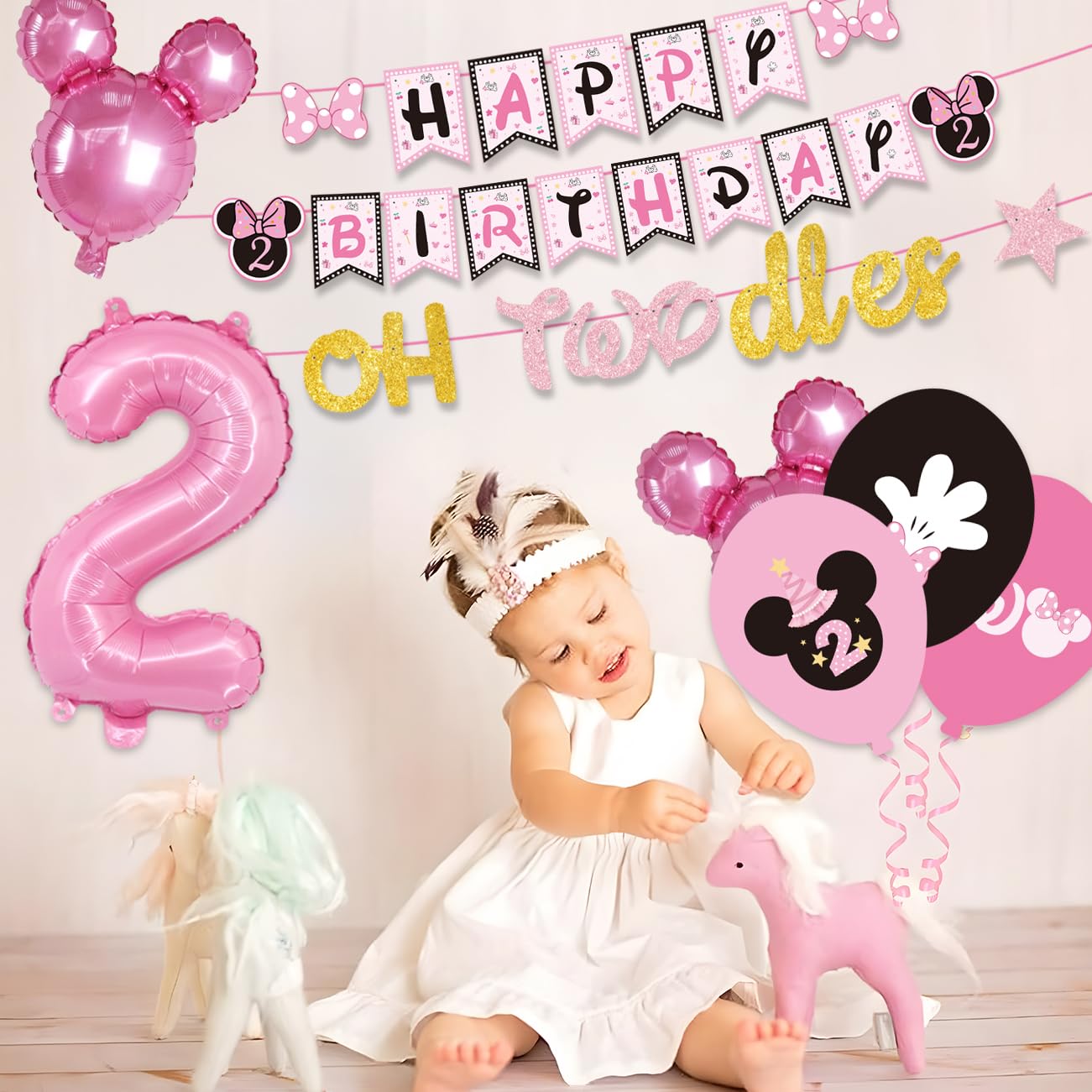 balloon set 12pcs with cupcake toppers oh-twodles