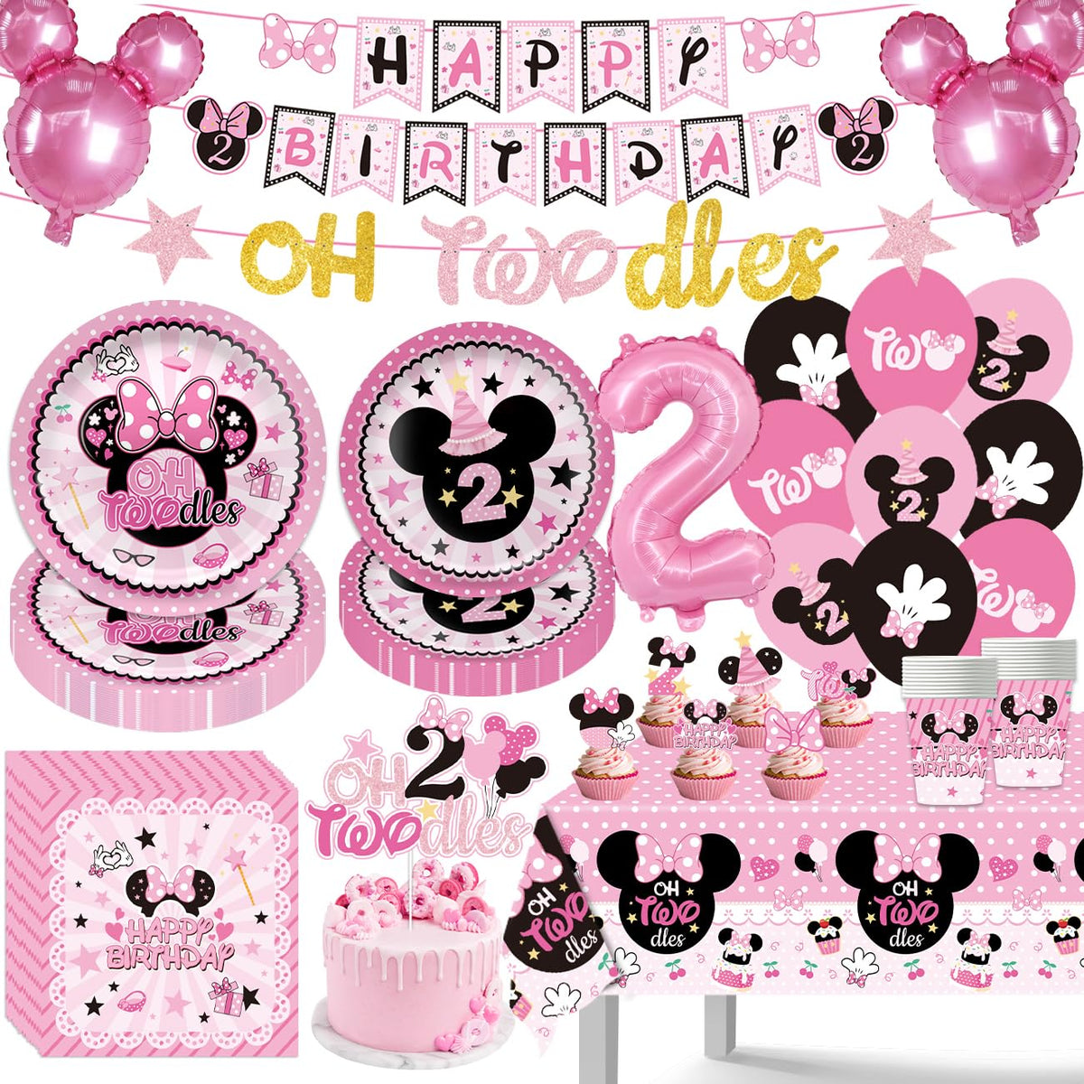 oh-twodles birthday decorations tableware banner plates napkins cups