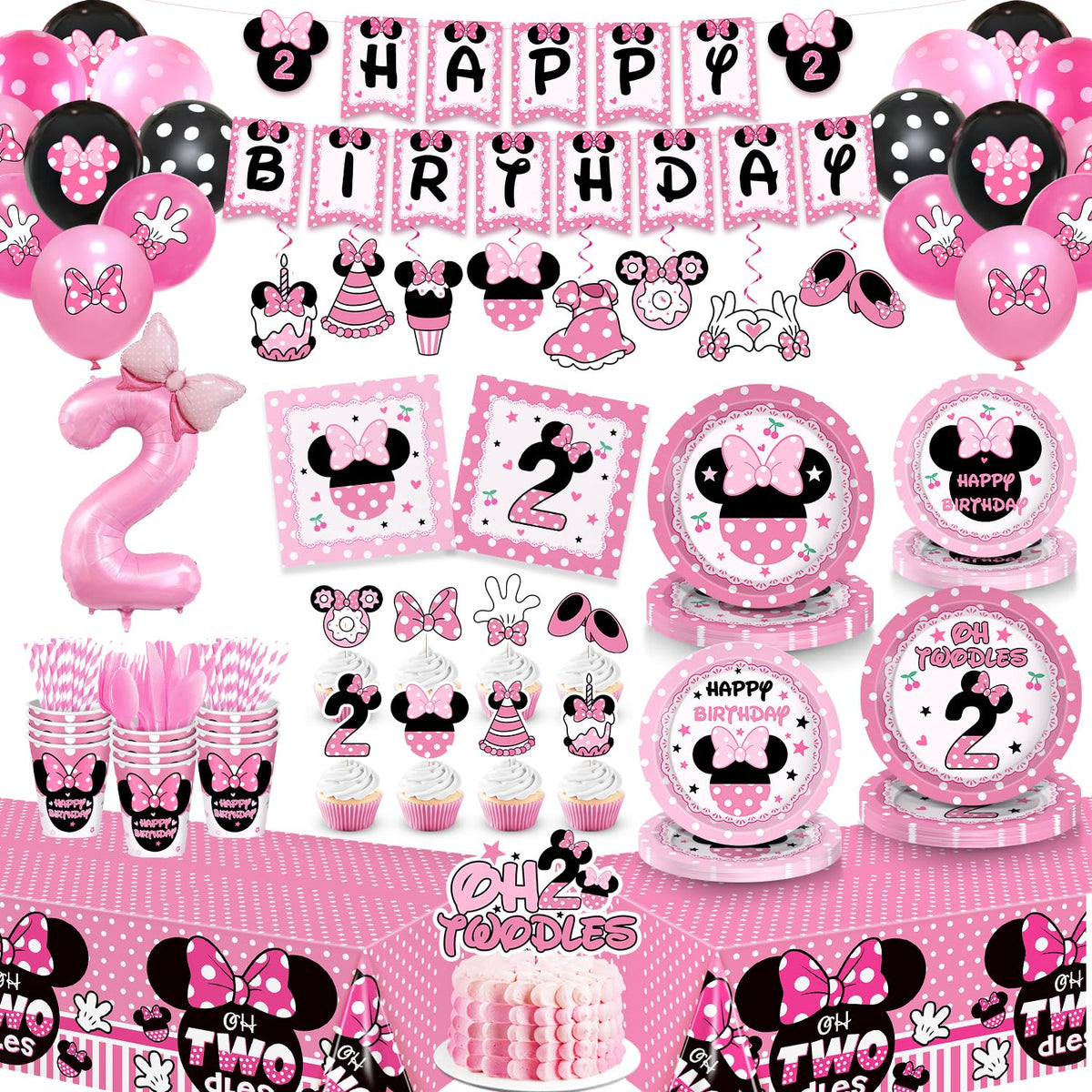 Oh Twodles birthday party supplies girl complete set tableware and decorations