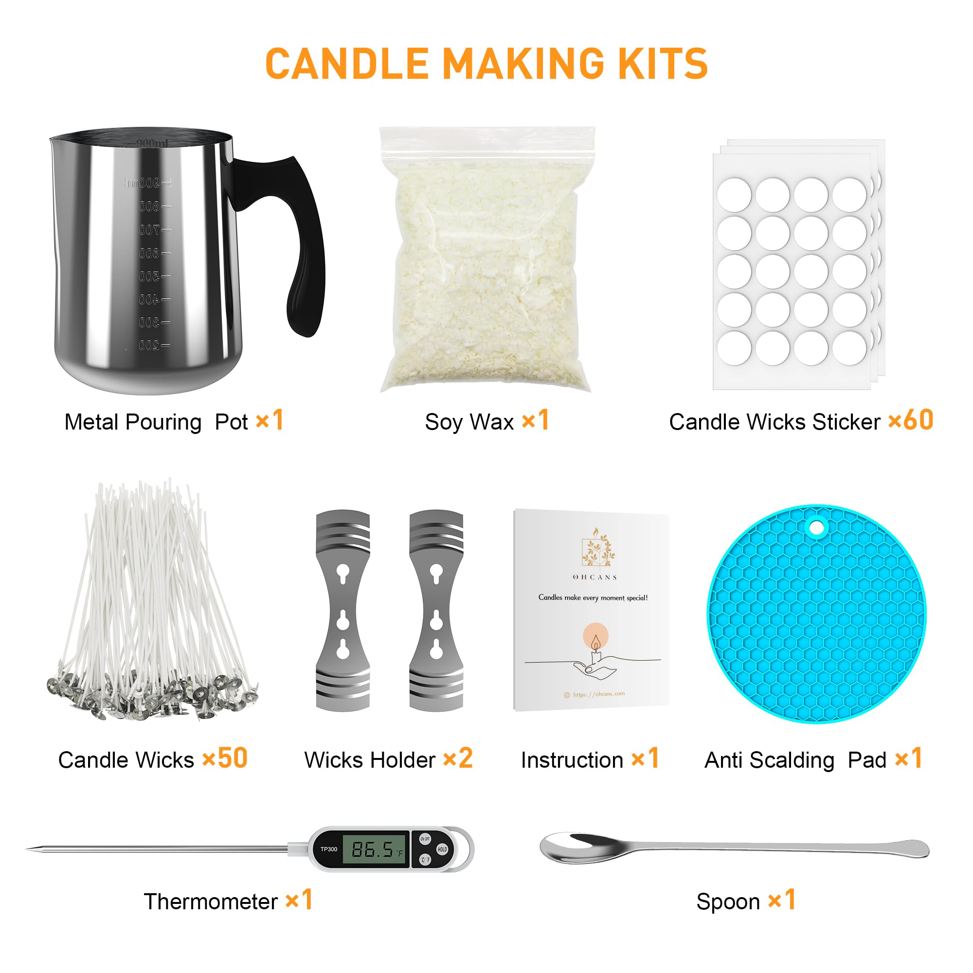 Thermometer for candle making included in Ohcans kit