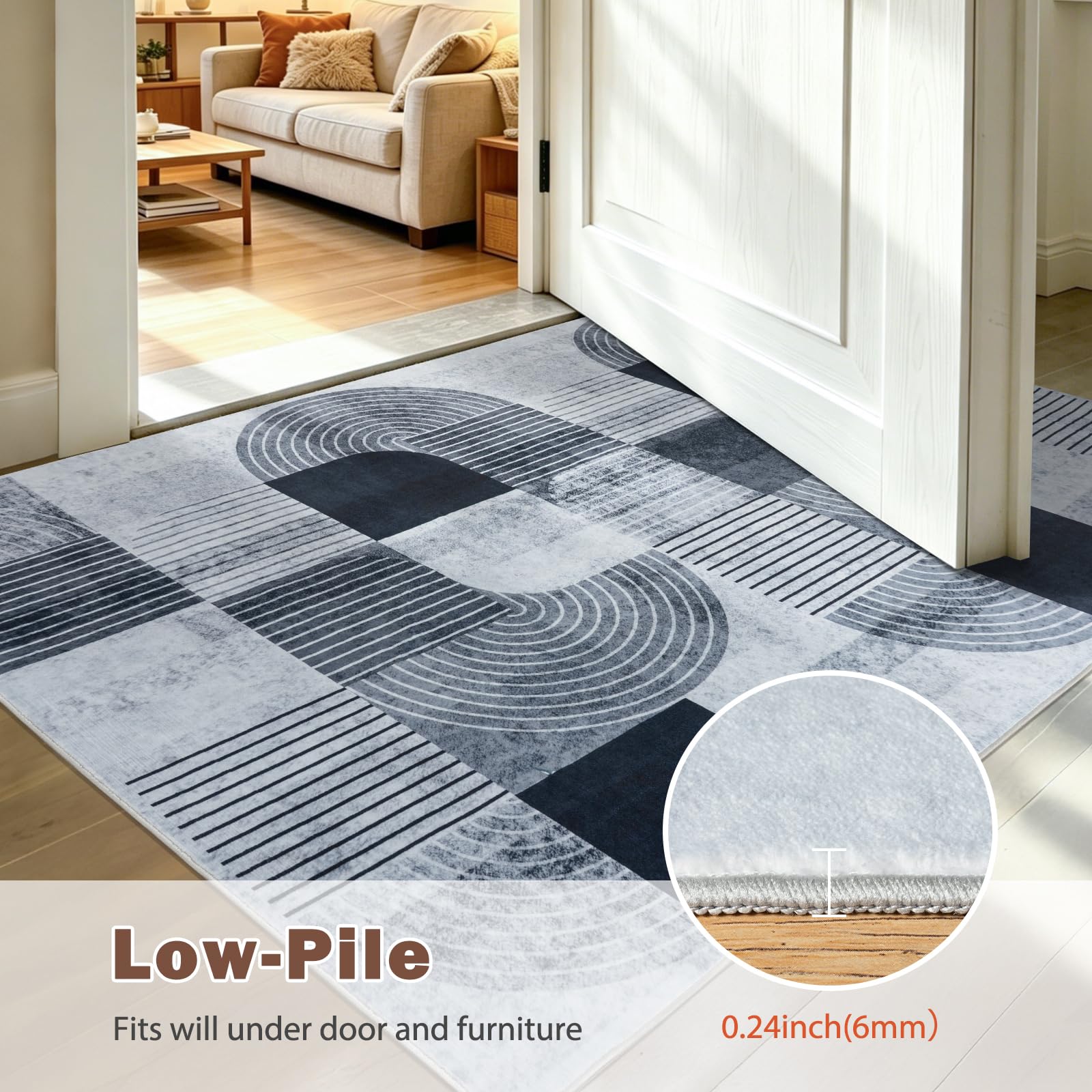 OHDS stain resistant machine washable rug 4x6 ft