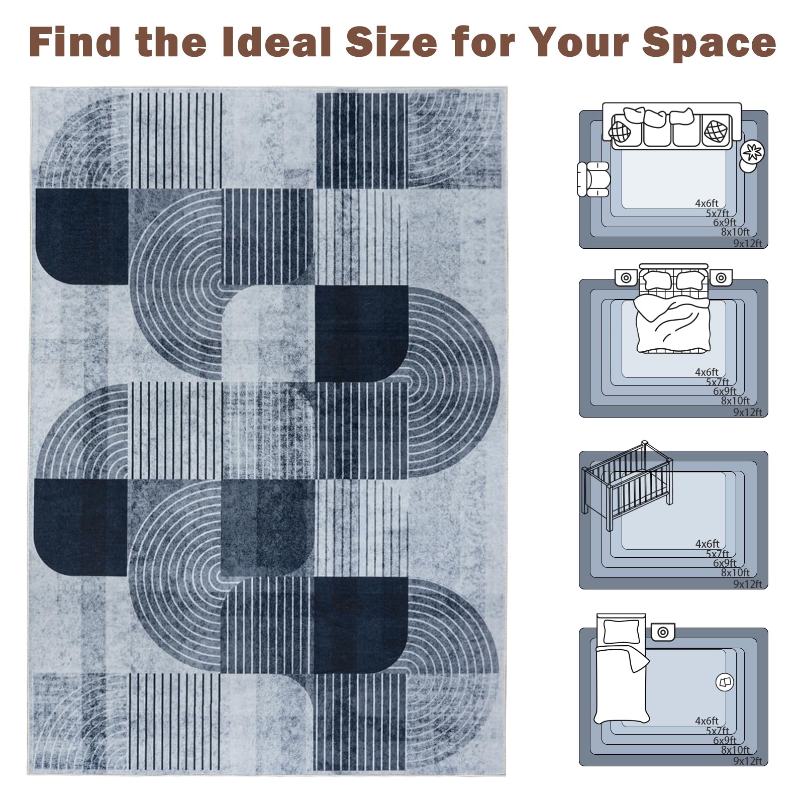 OHDS rug placed in living room and bedroom setup 4x6 ft