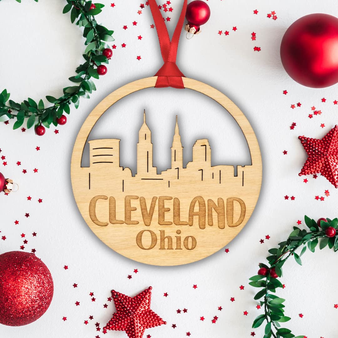 Baltic Birch material Cleveland ornament cityscape