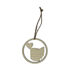 Ohio Ornament Ohio Love natural wood color ready to hang