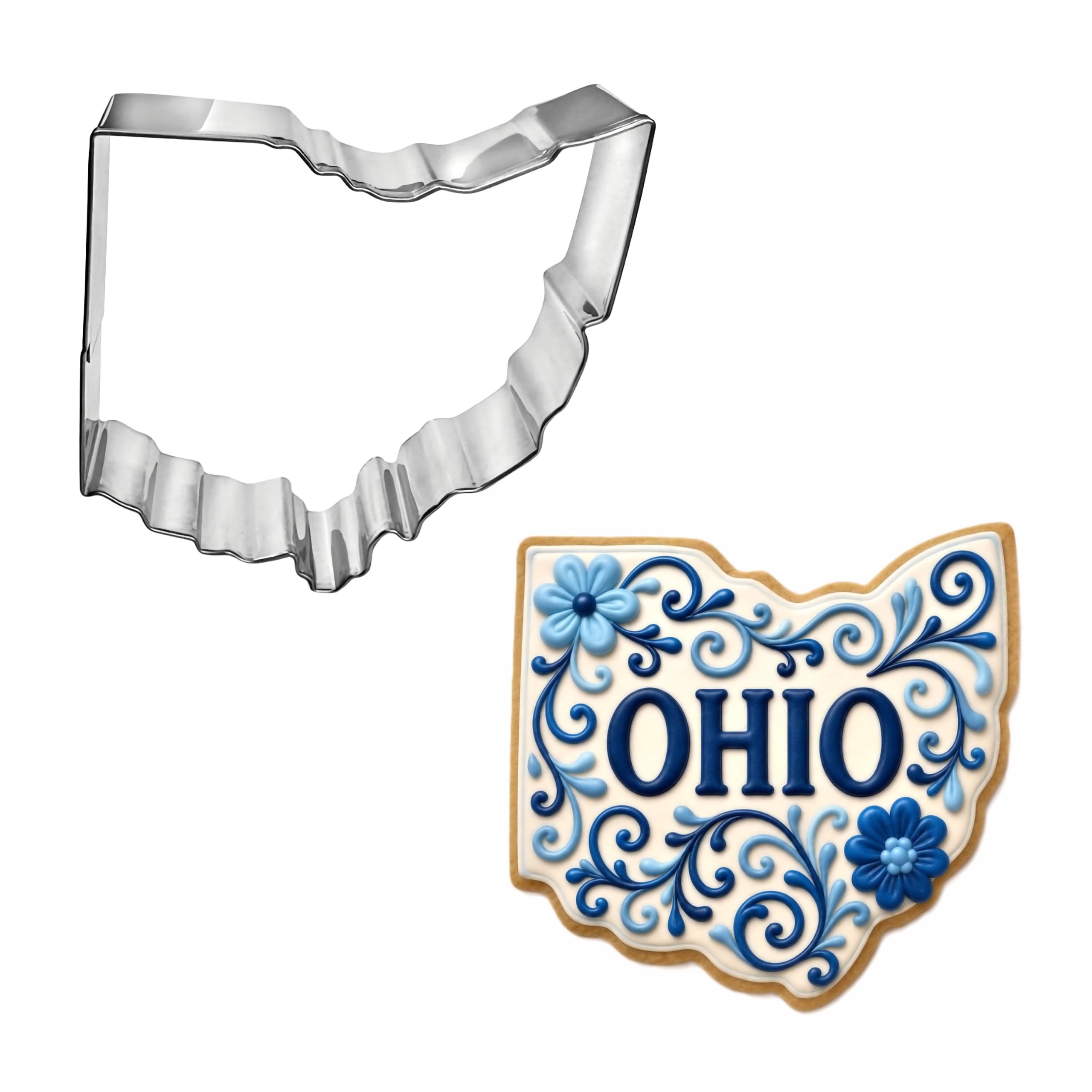 3.75 inch Ohio State shaped cookie cutter stainless steel
