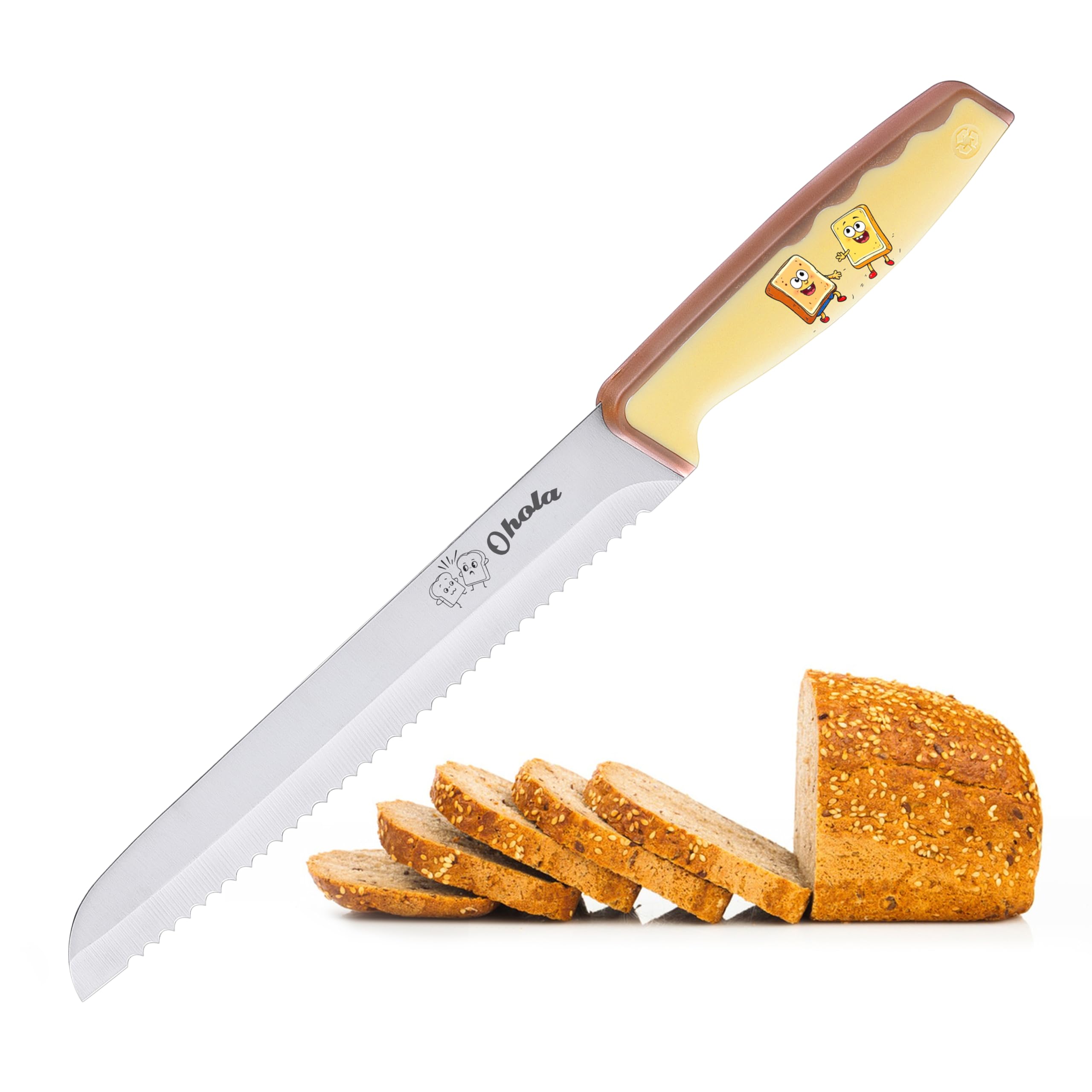 Ohola bread knife with protective blade cover