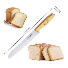 Ohola serrated bread knife decorative pattern on blade