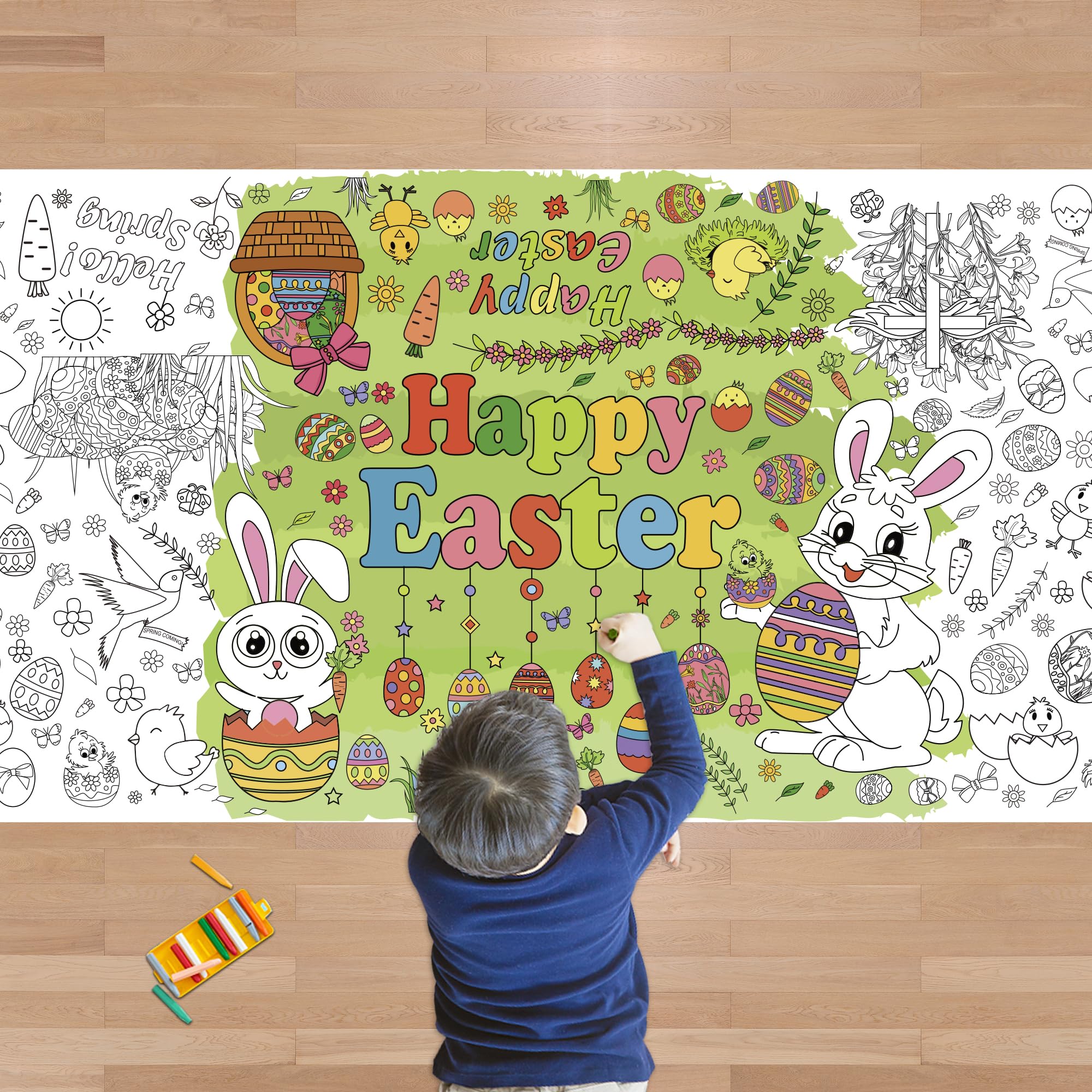 OHOME Easter Giant Coloring Poster Tablecloth 30x72 inch
