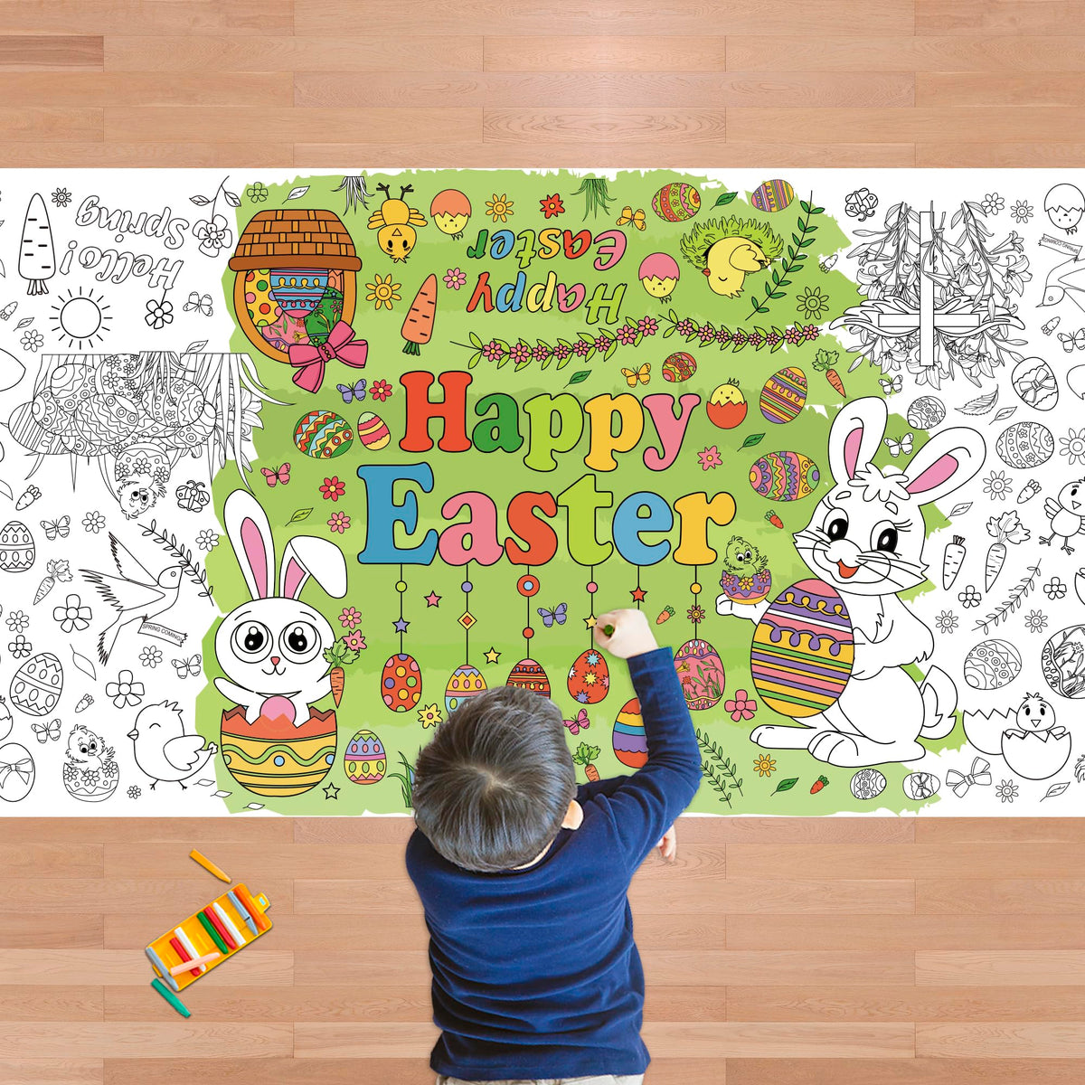 OHOME Easter Giant Coloring Poster Tablecloth 30x72 inch