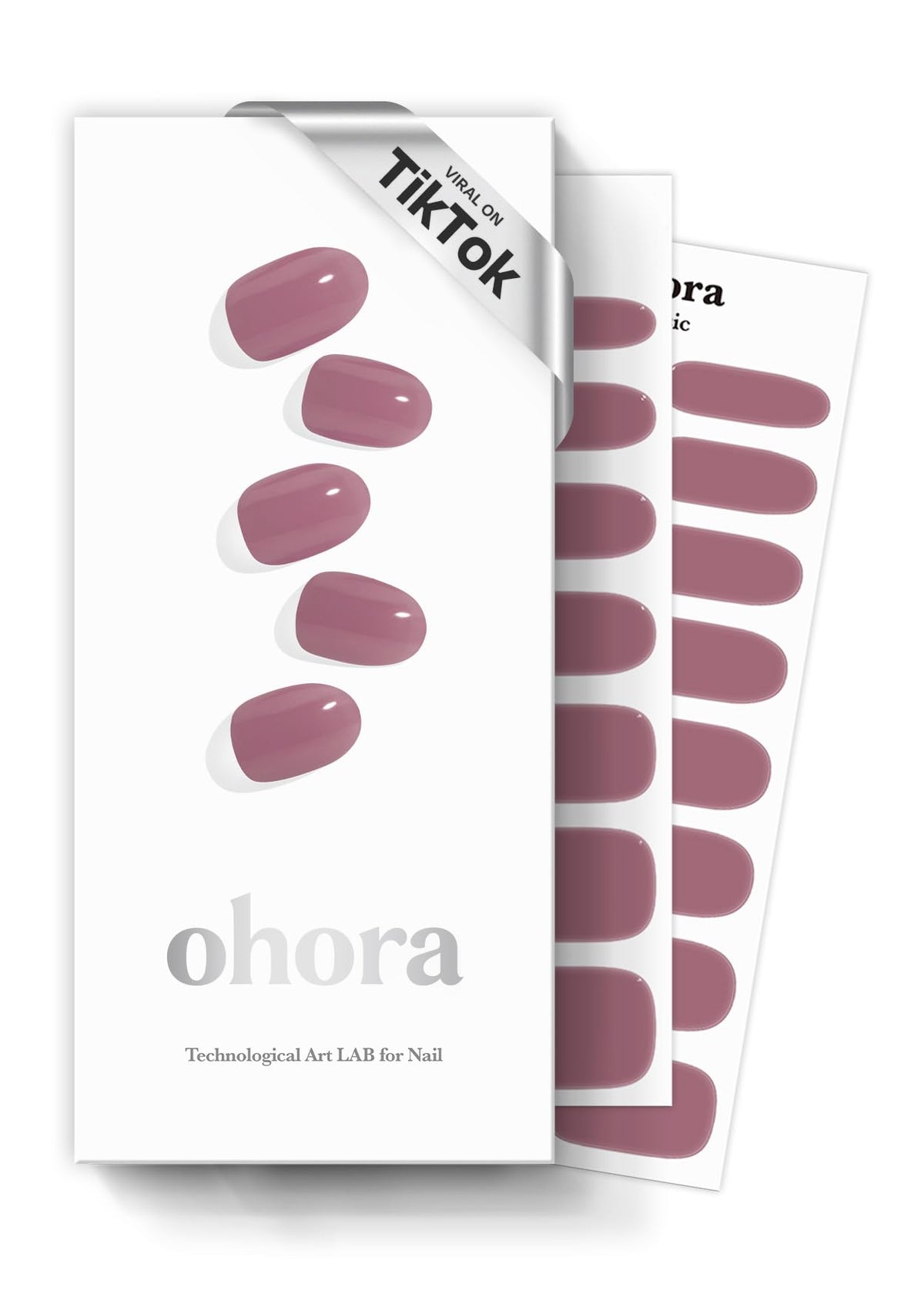 ohora Semi Cured Gel Nail Strips N Bare Plum box with 30 wraps in 15 sizes