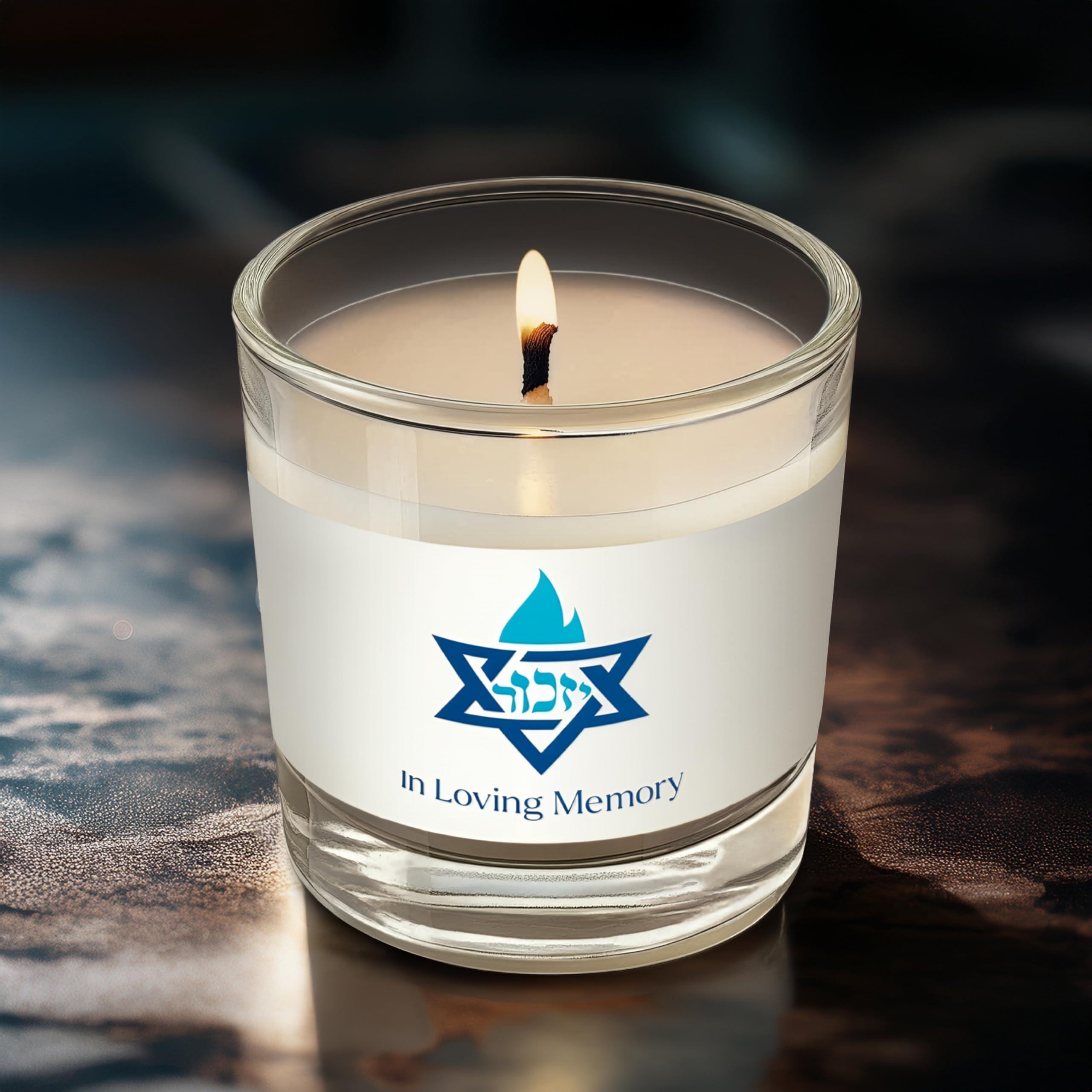 26 hour Yom Kippur Jewish candle with glass tumbler