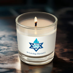 26 hour Yom Kippur Jewish candle with glass tumbler