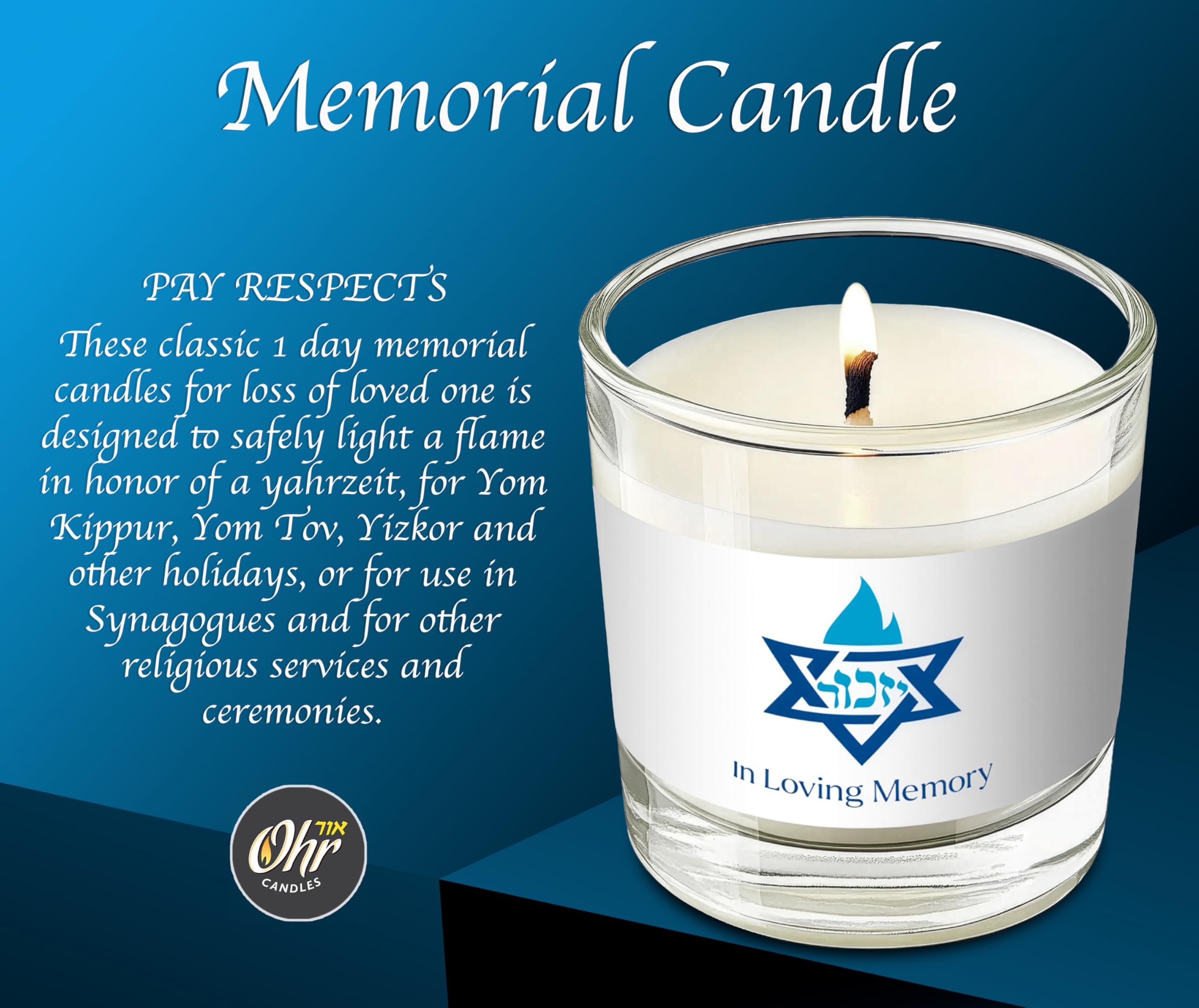 4 pack yahrzeit memorial candles bulk value pack