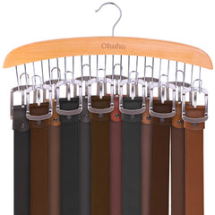 Ohuhu belt hanger with 12 hooks on wooden body