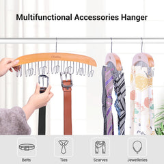 Two-sided belt organizer for closet with 12 hooks