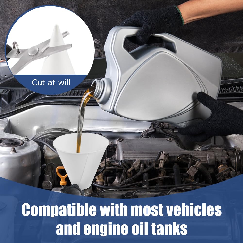 paper funnels used as an oil change tool for cars