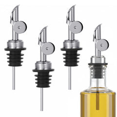Oil Dispenser Spout 4 Pack silver stainless steel silicone