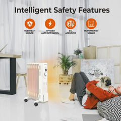 Oil-filled radiator heater 1200W control panel and power indicator