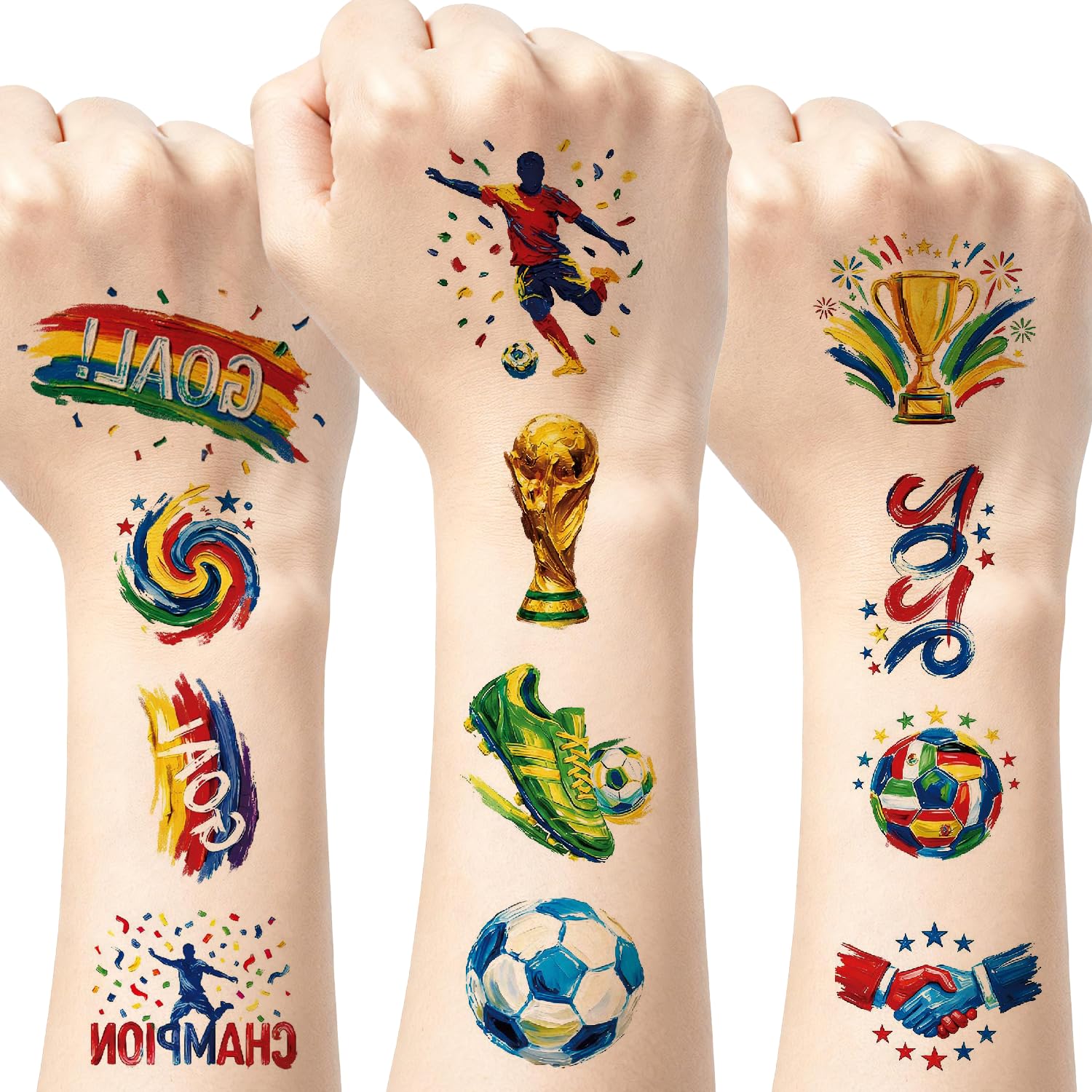 Oil painting style football tattoos in vibrant colors